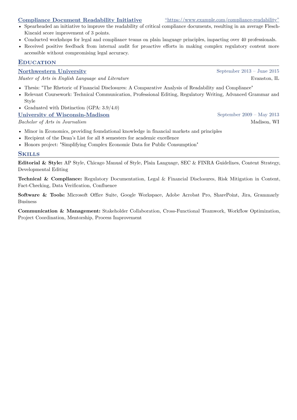 Senior Copy Editor resume example, Editorial & Style, page 2