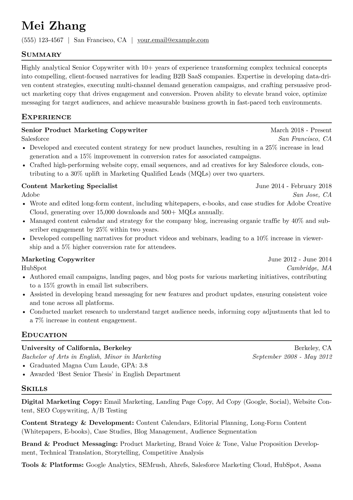 Senior Copywriter version - Page 1