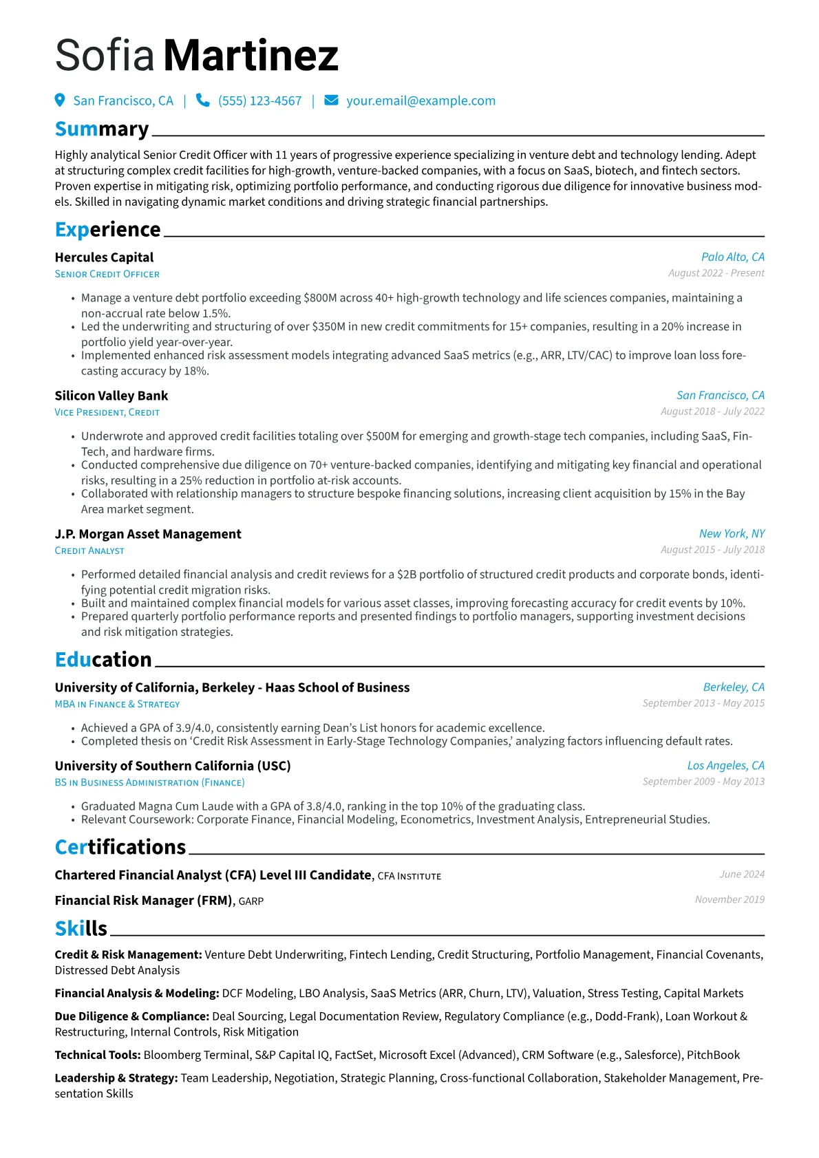 Senior Credit Officer resume example, Senior Credit Officer, page 1