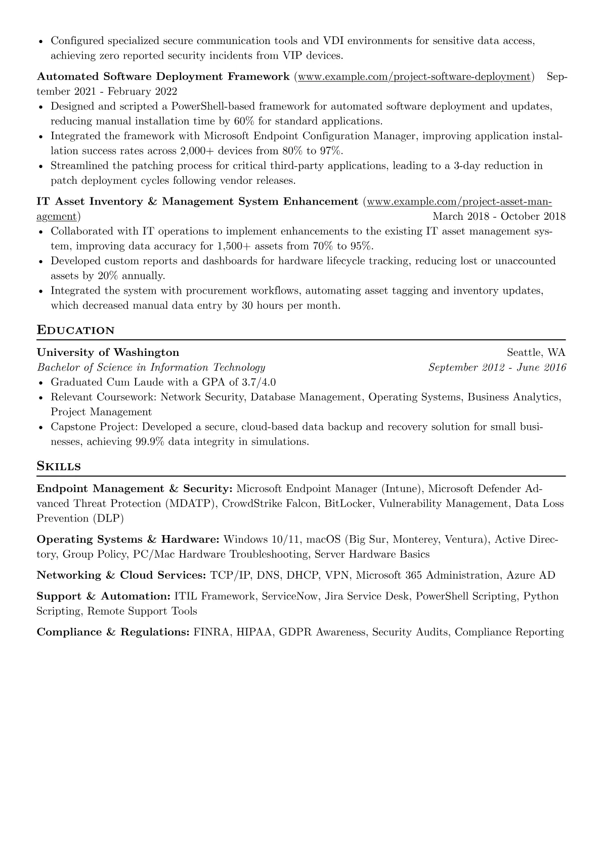 Senior Desktop Support Engineer resume example, Senior Desktop Support, page 2
