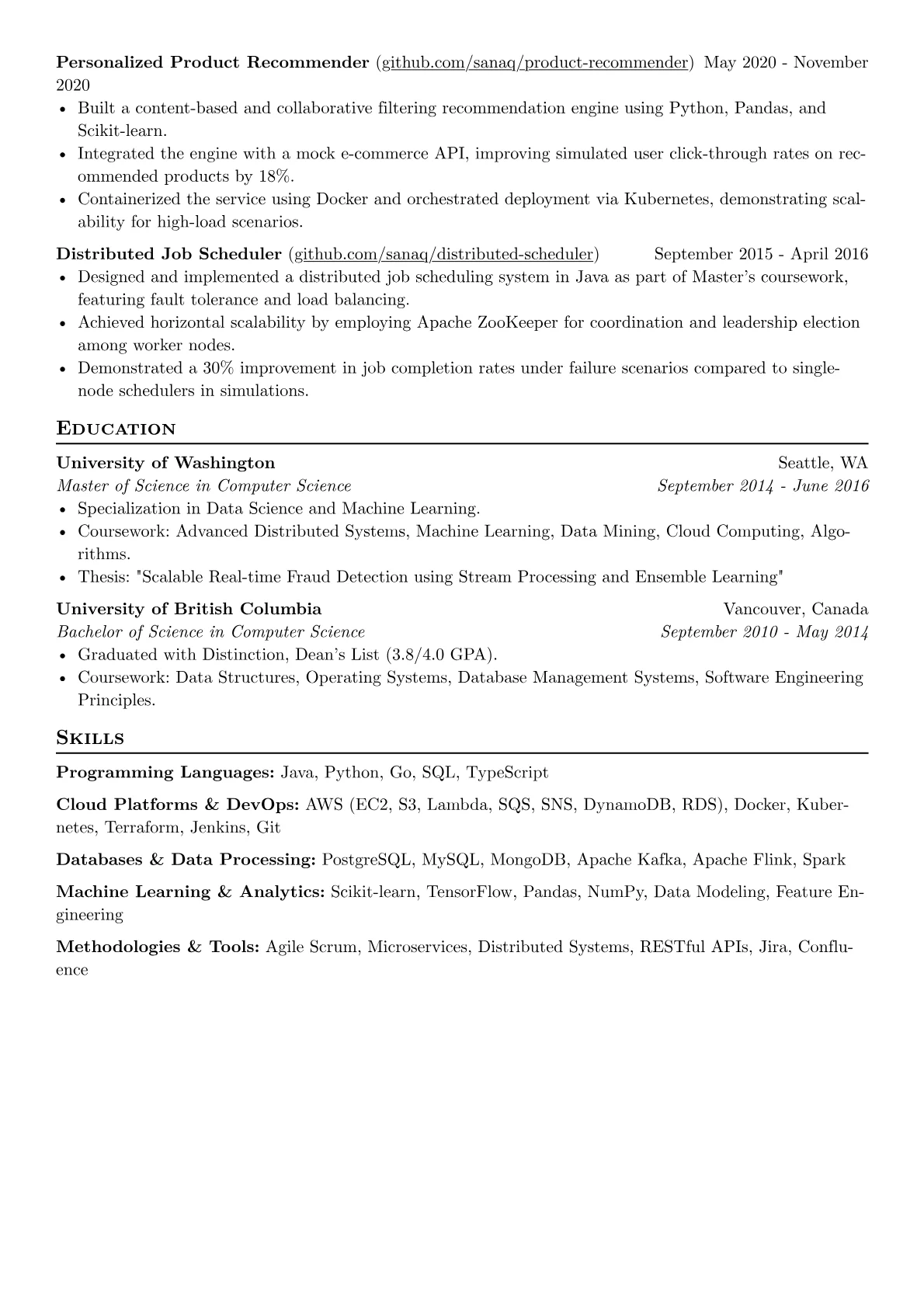 Senior Developer resume example, Senior Developer - Data, page 2