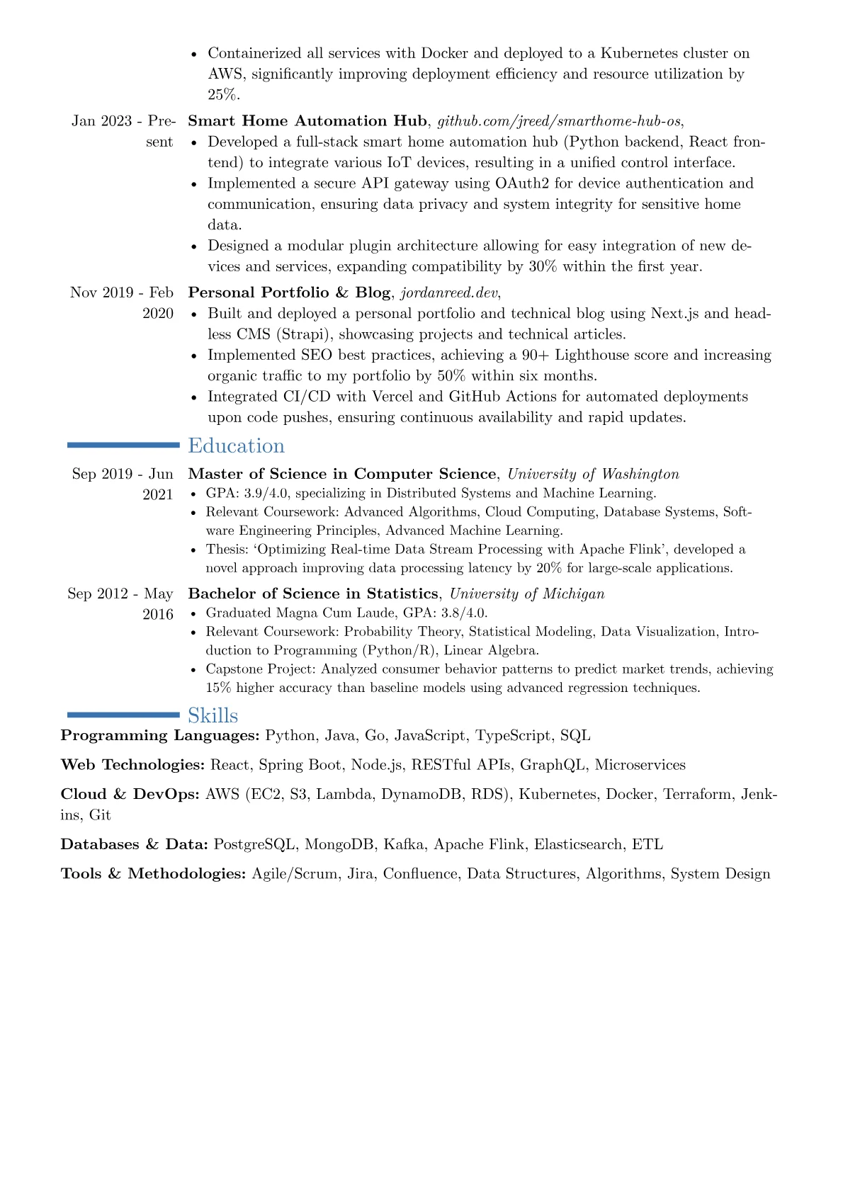 Senior Developer resume example, Career changer, page 2