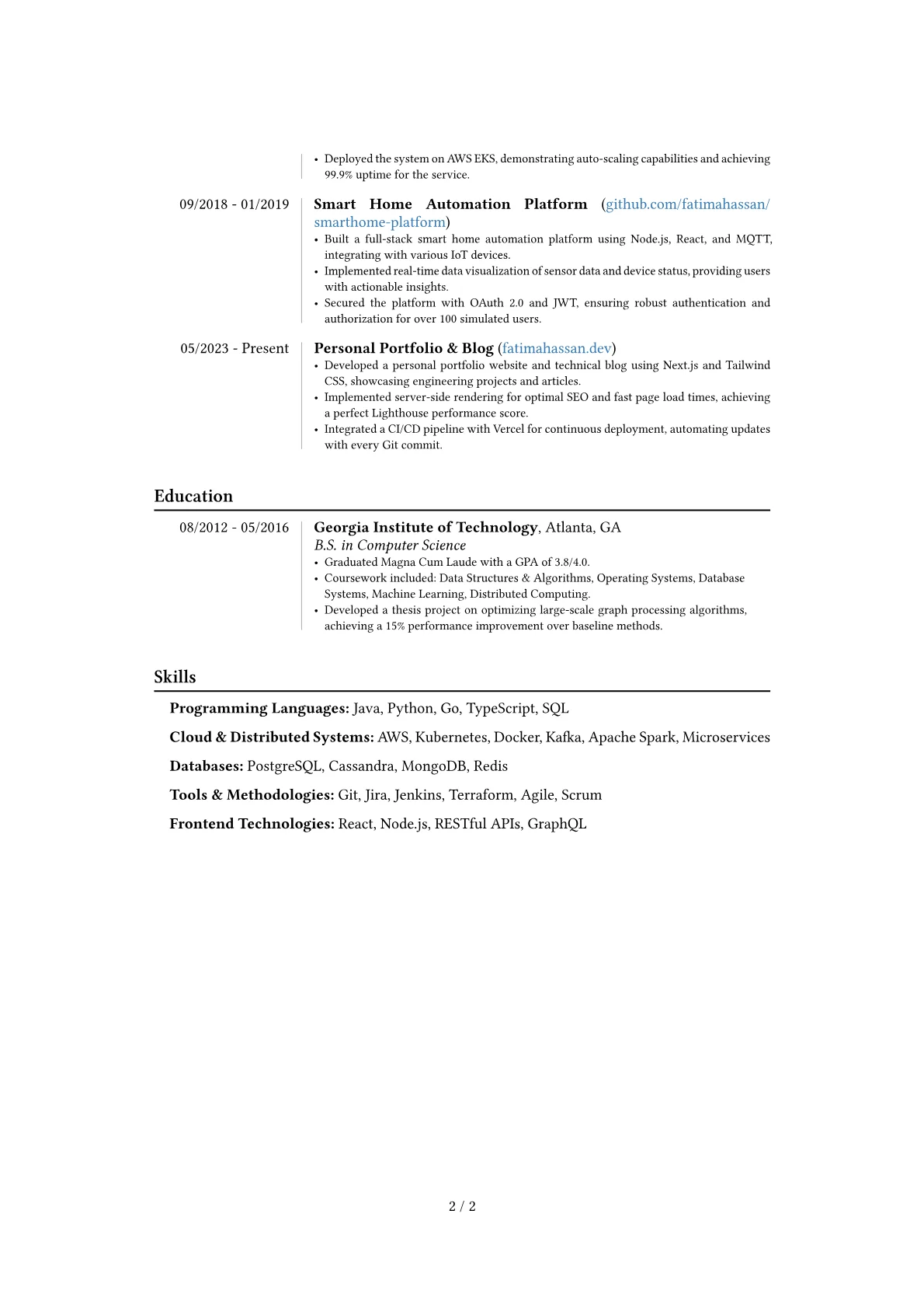 Senior Engineer resume example, Career changer, page 2