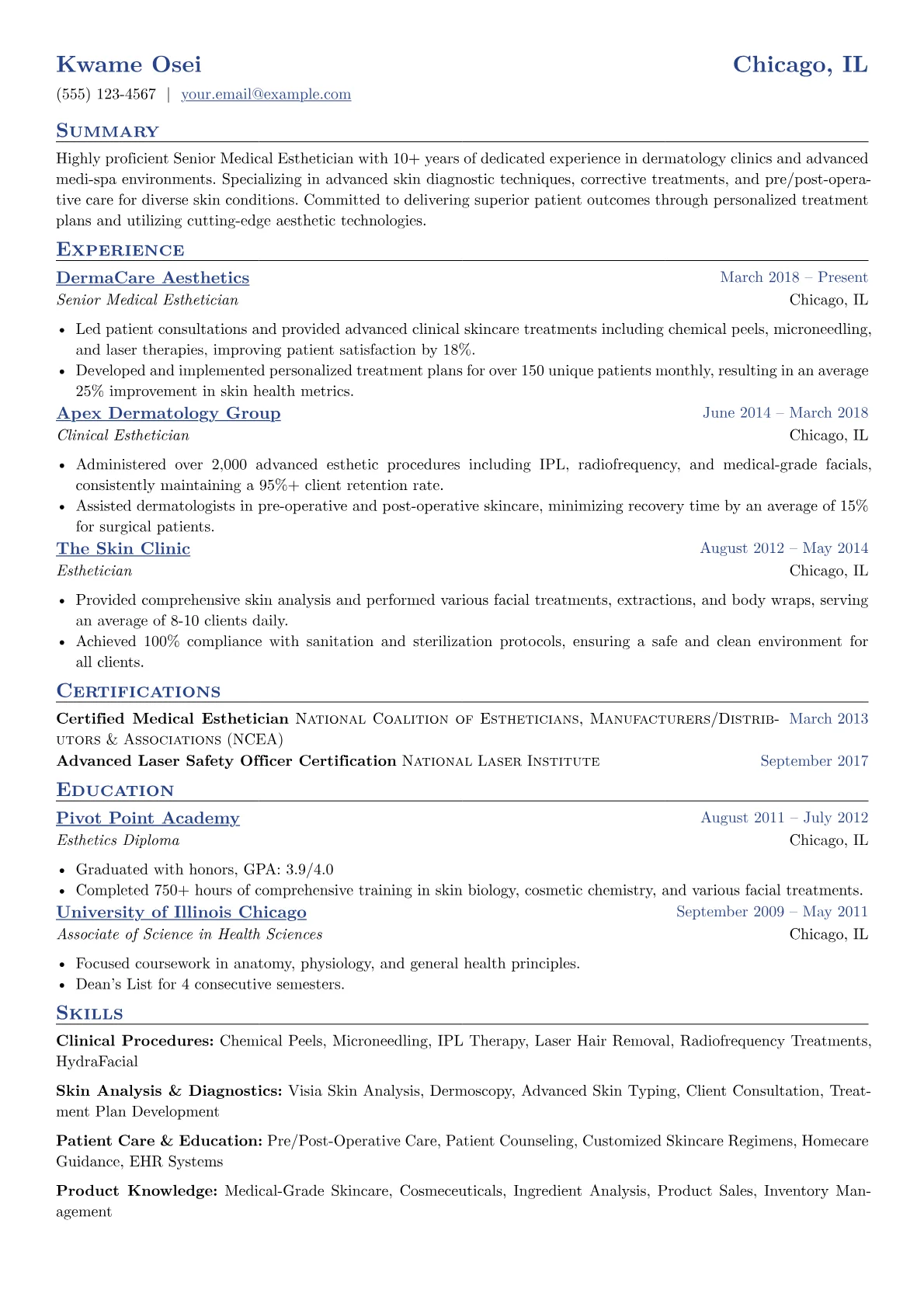 Senior Medical Esthetician version - Page 1
