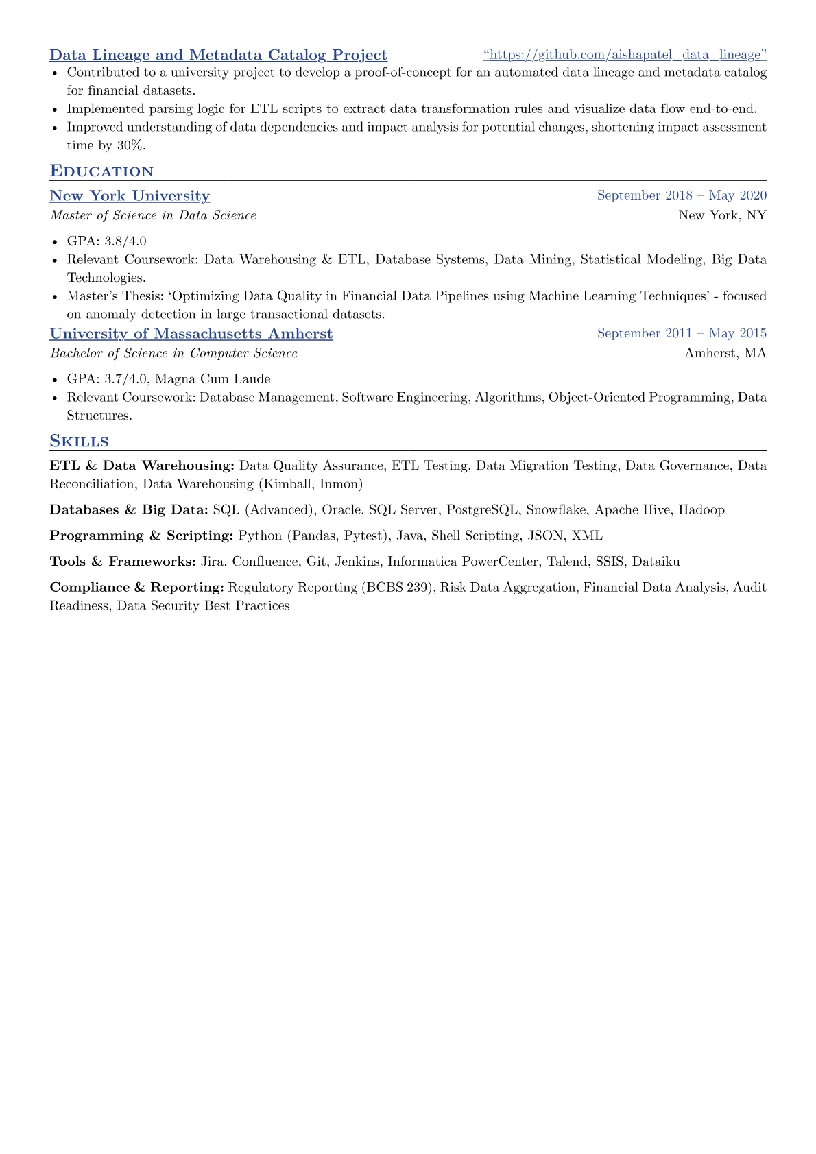 Senior ETL Tester resume example, Senior ETL Tester, page 2
