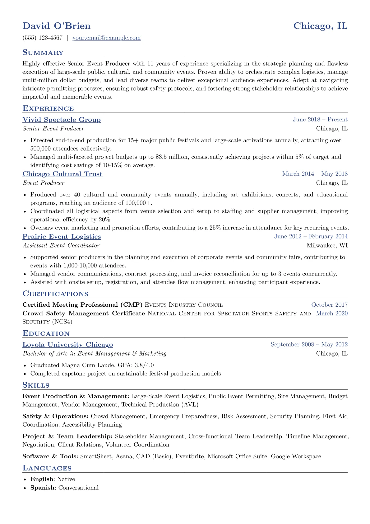 Senior Event Producer version - Page 1