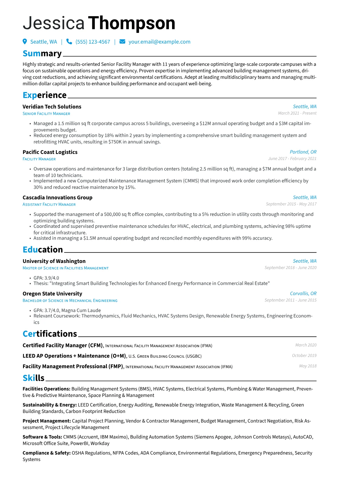 Senior Facility Manager version - Page 1