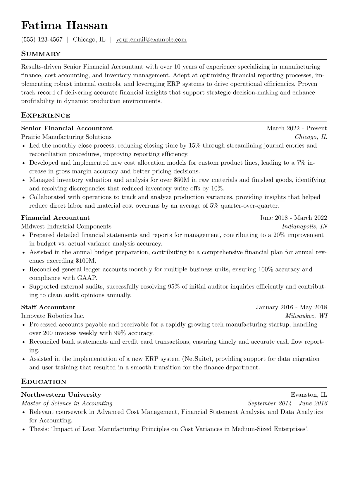 Senior Financial Accountant resume example, Senior Financial, page 1
