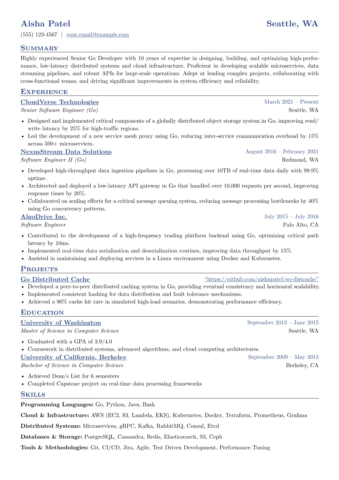 Senior Go Developer version - Page 1