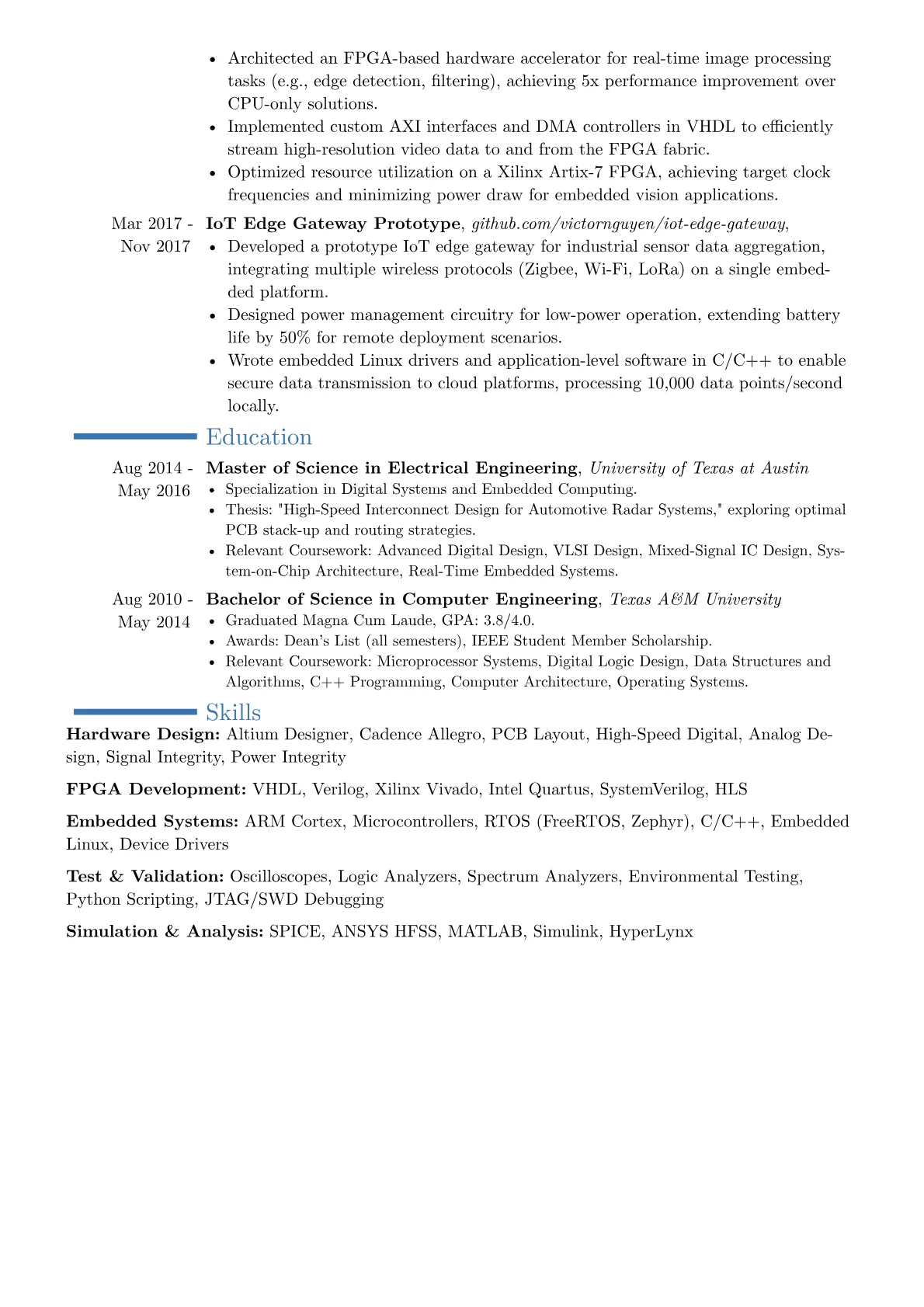 Senior Hardware Engineer resume example, Career changer, page 2