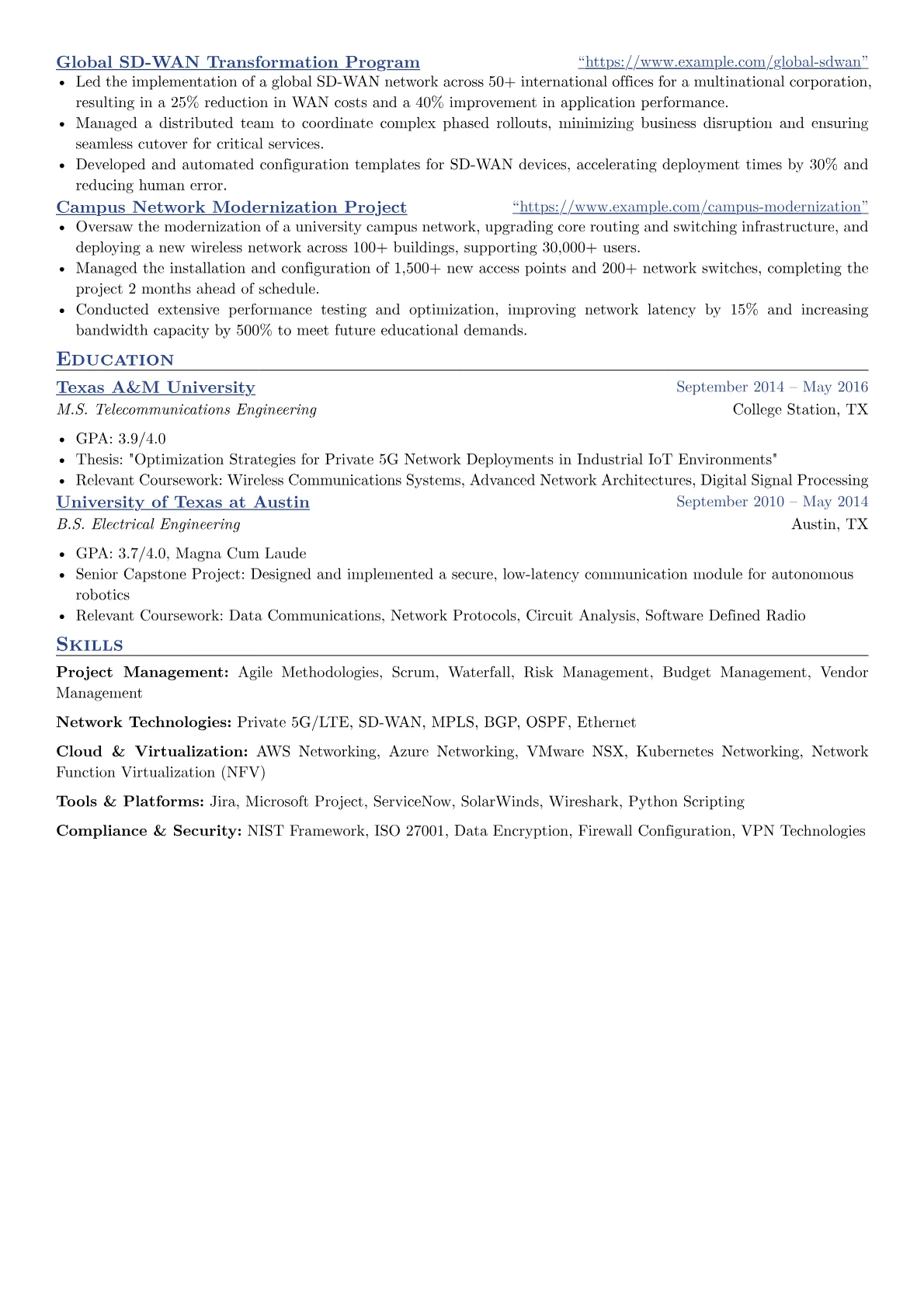 Senior Implementation Manager Telecommunication resume example, Project Management, page 2