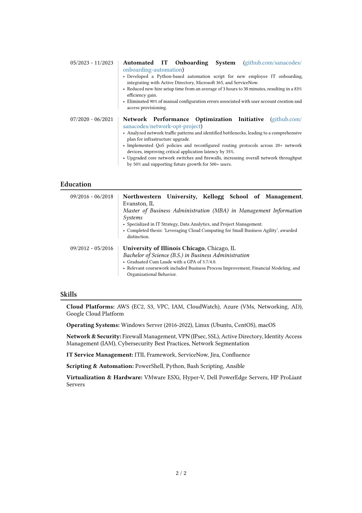 Senior IT Specialist resume example, Career changer, page 2