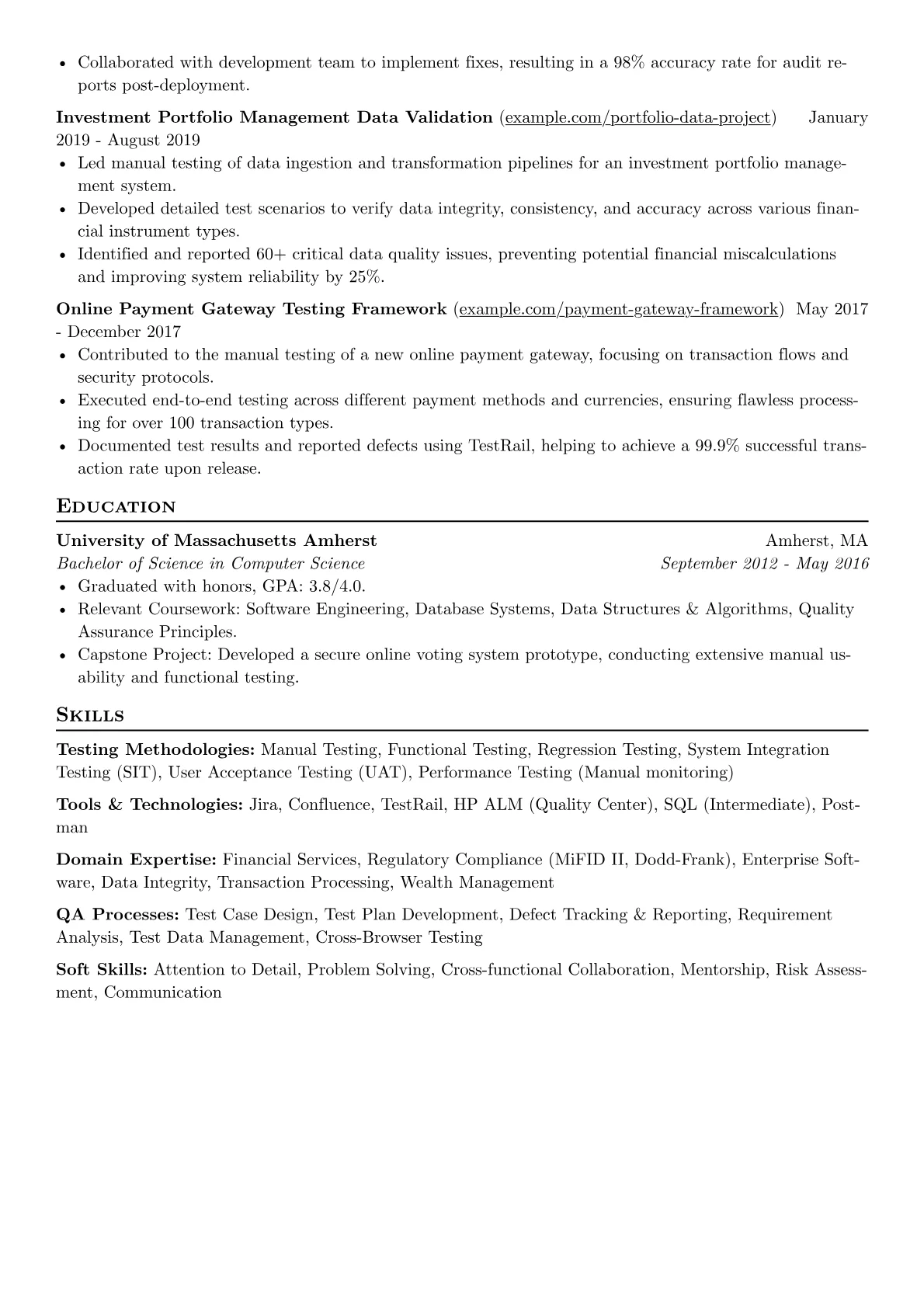 Senior Manual Tester resume example, Senior Manual Tester, page 2