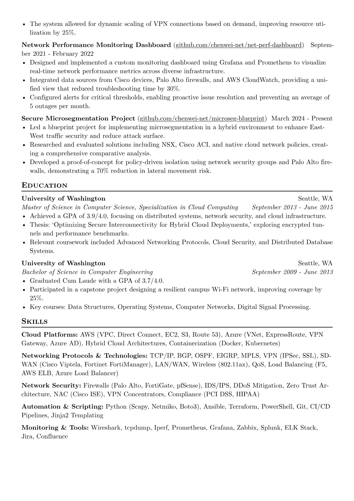 Senior Network Administrator resume example, Senior Hybrid Cloud, page 2