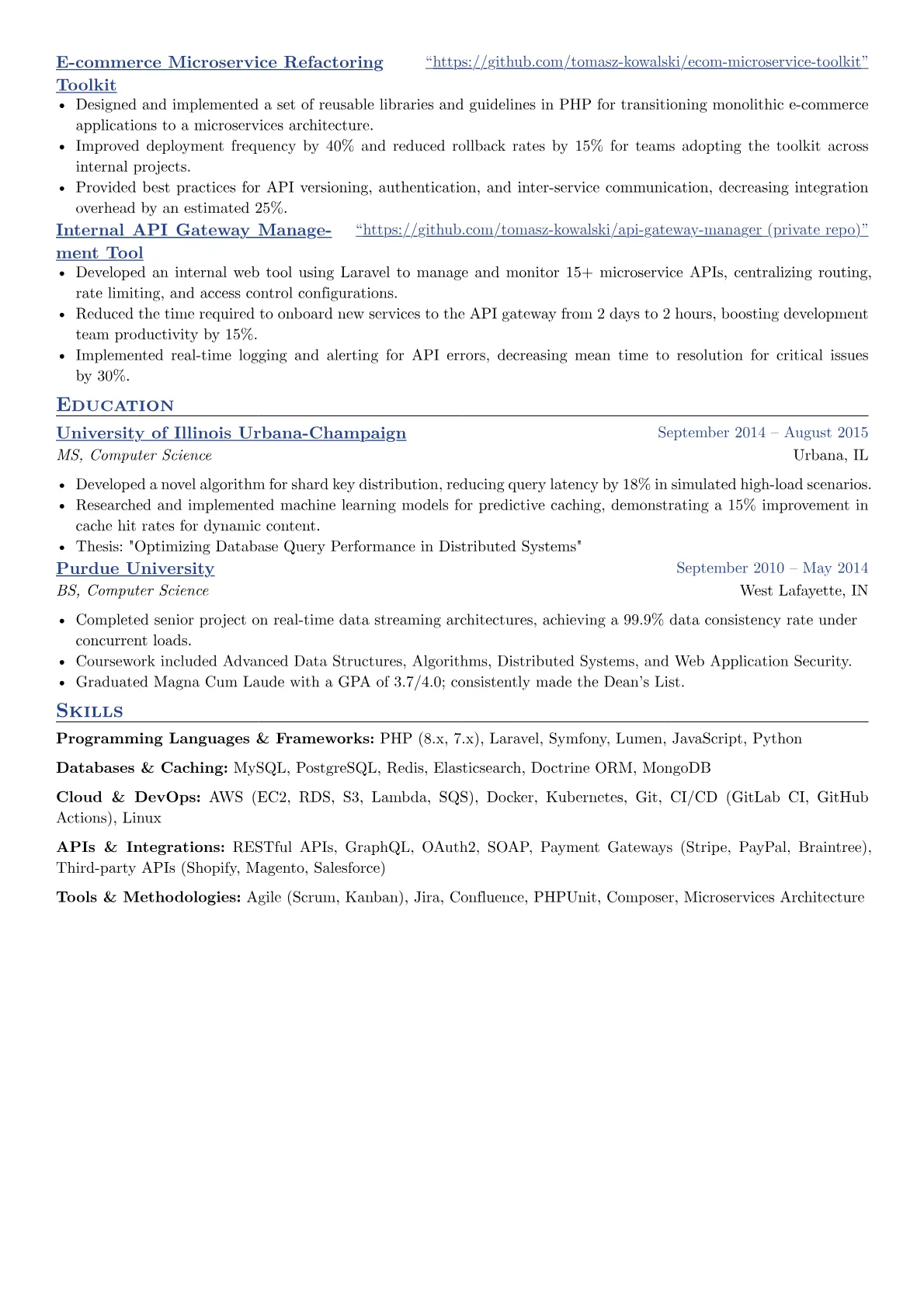 Senior PHP Developer resume example, Senior PHP Developer, page 2