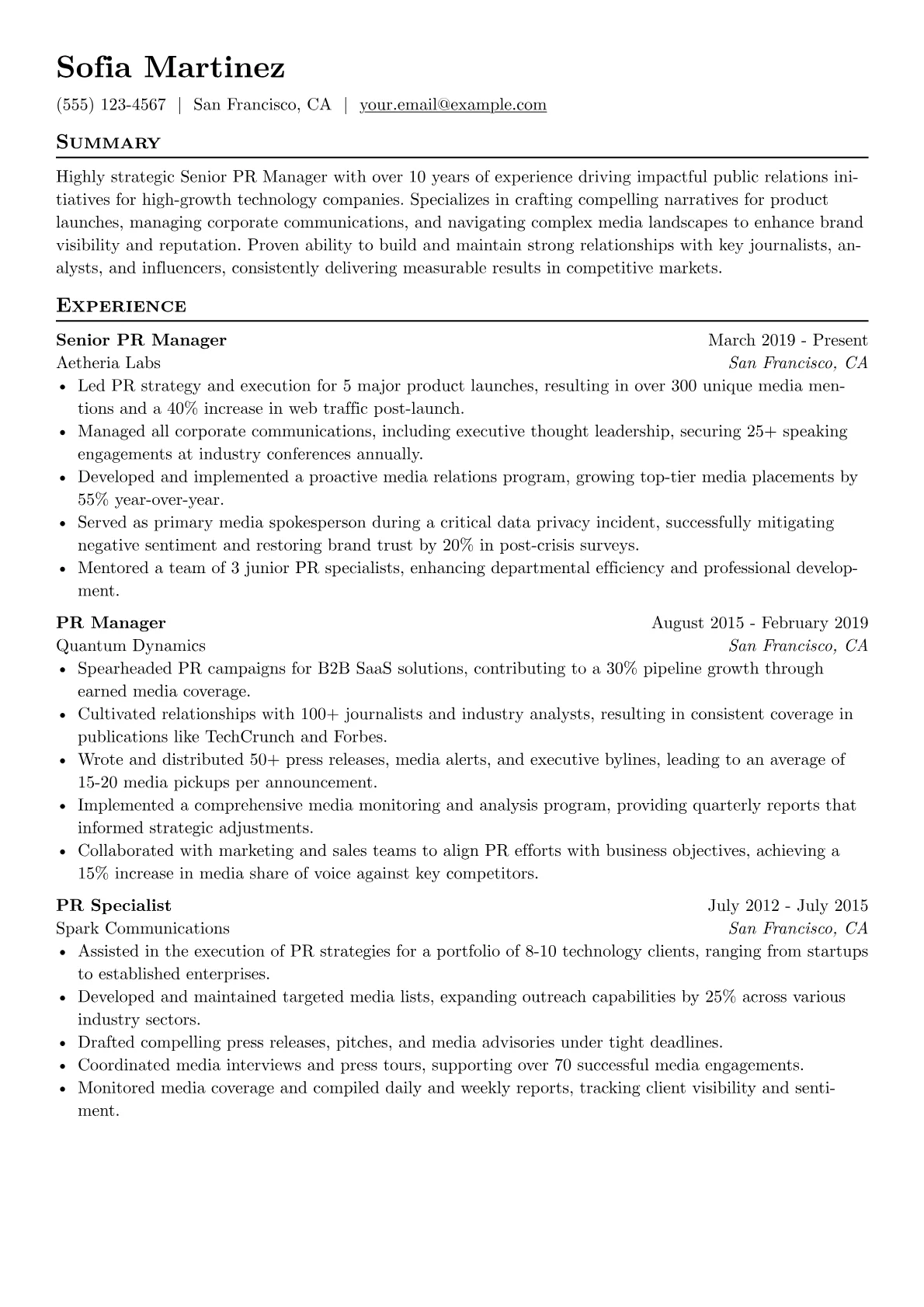 Senior PR Manager version - Page 1