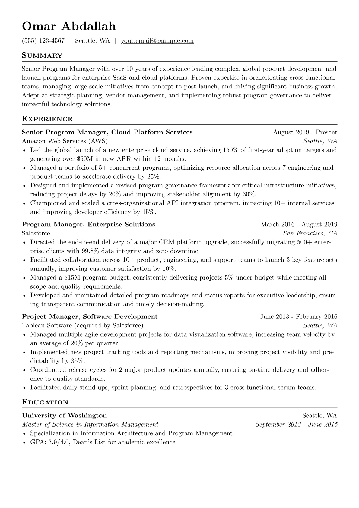Senior Program Manager version - Page 1