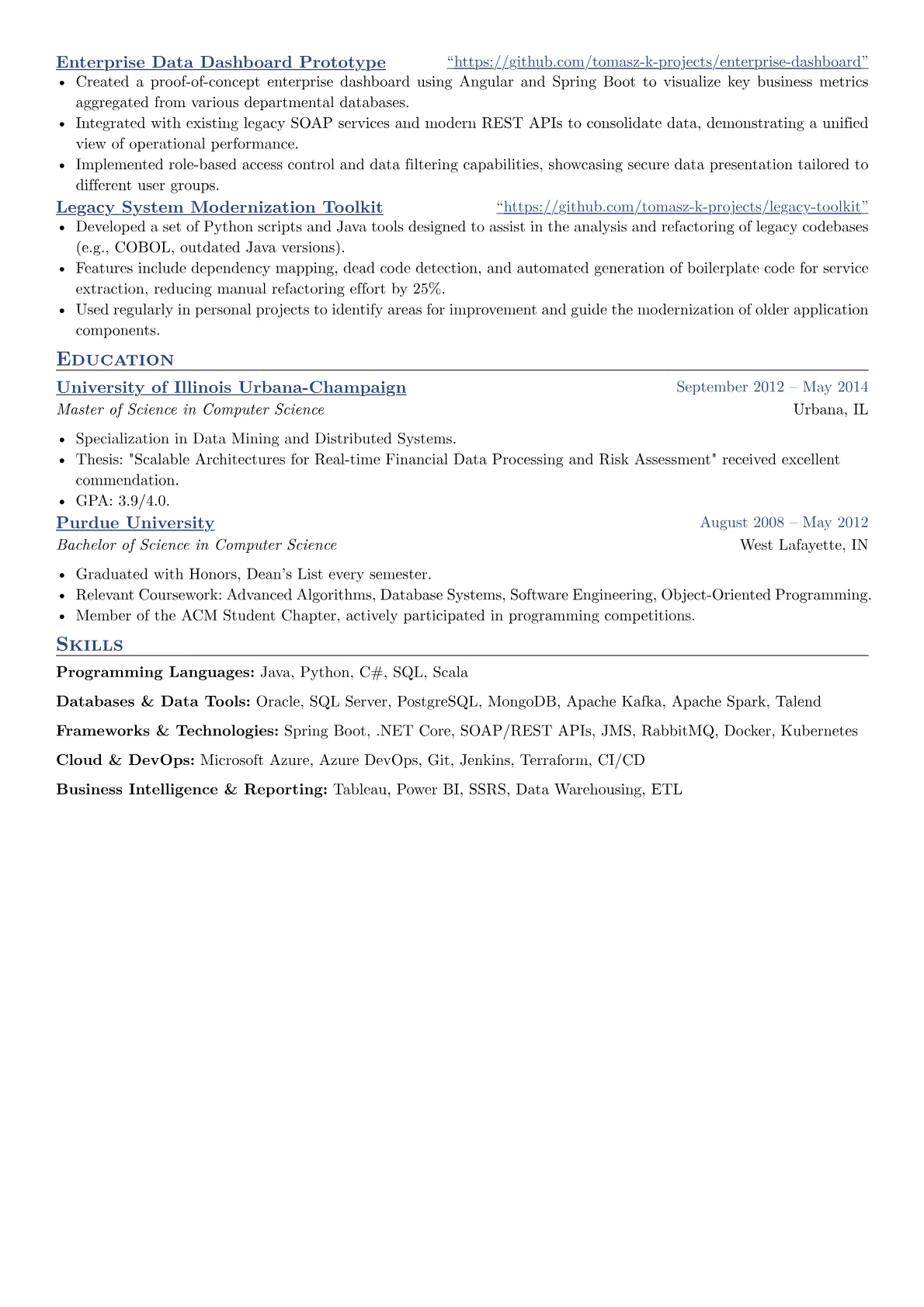 Senior Programmer Analyst resume example, Financial Systems & Data, page 2