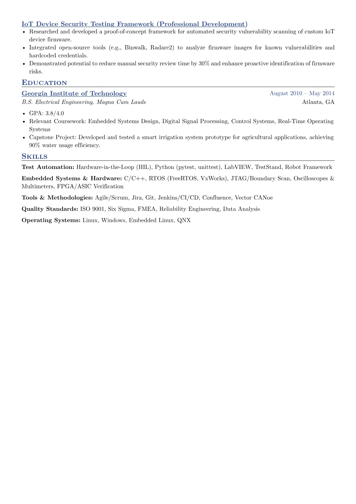 Senior Quality Engineer resume example, Senior Quality Engineer, page 2
