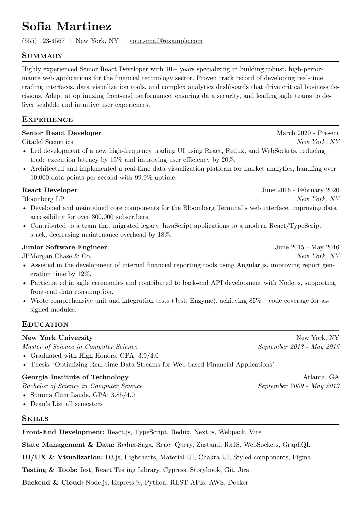 Senior React Developer version - Page 1