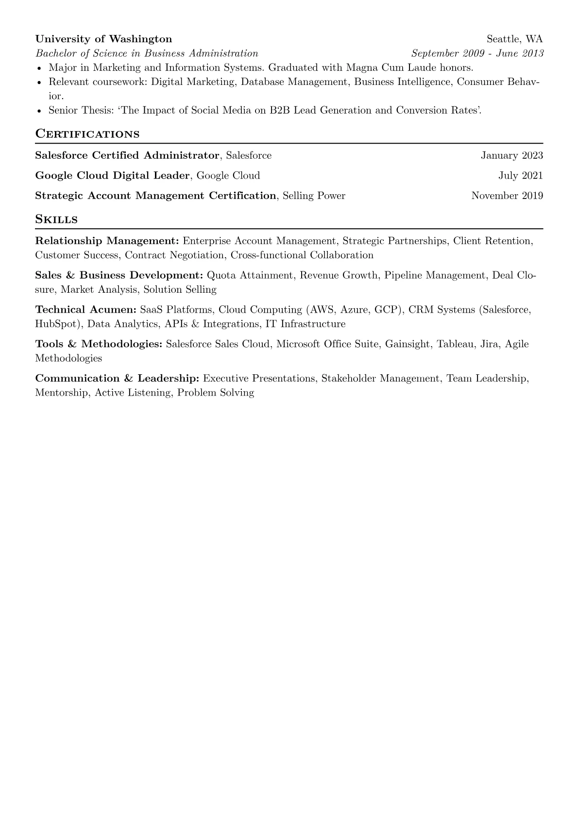 Senior Relationship Manager resume example, Senior Relationship, page 2