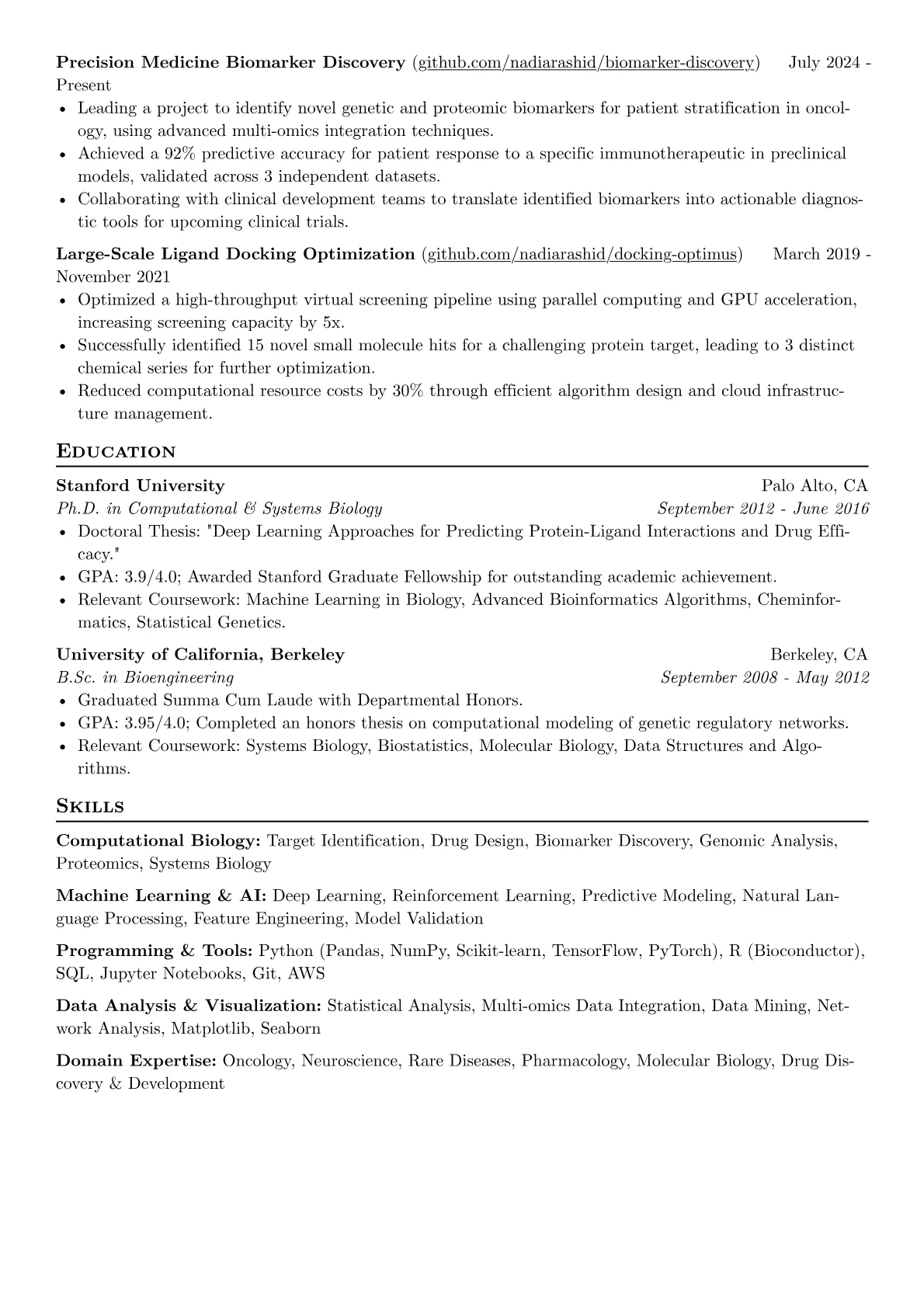 Senior Research Scientist resume example, Computational Biology, page 2