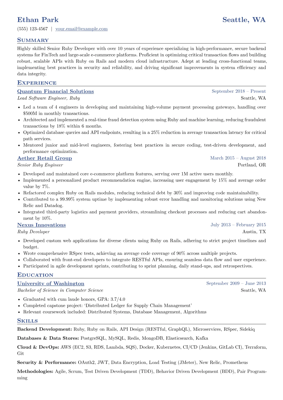 Senior Ruby Developer version - Page 1