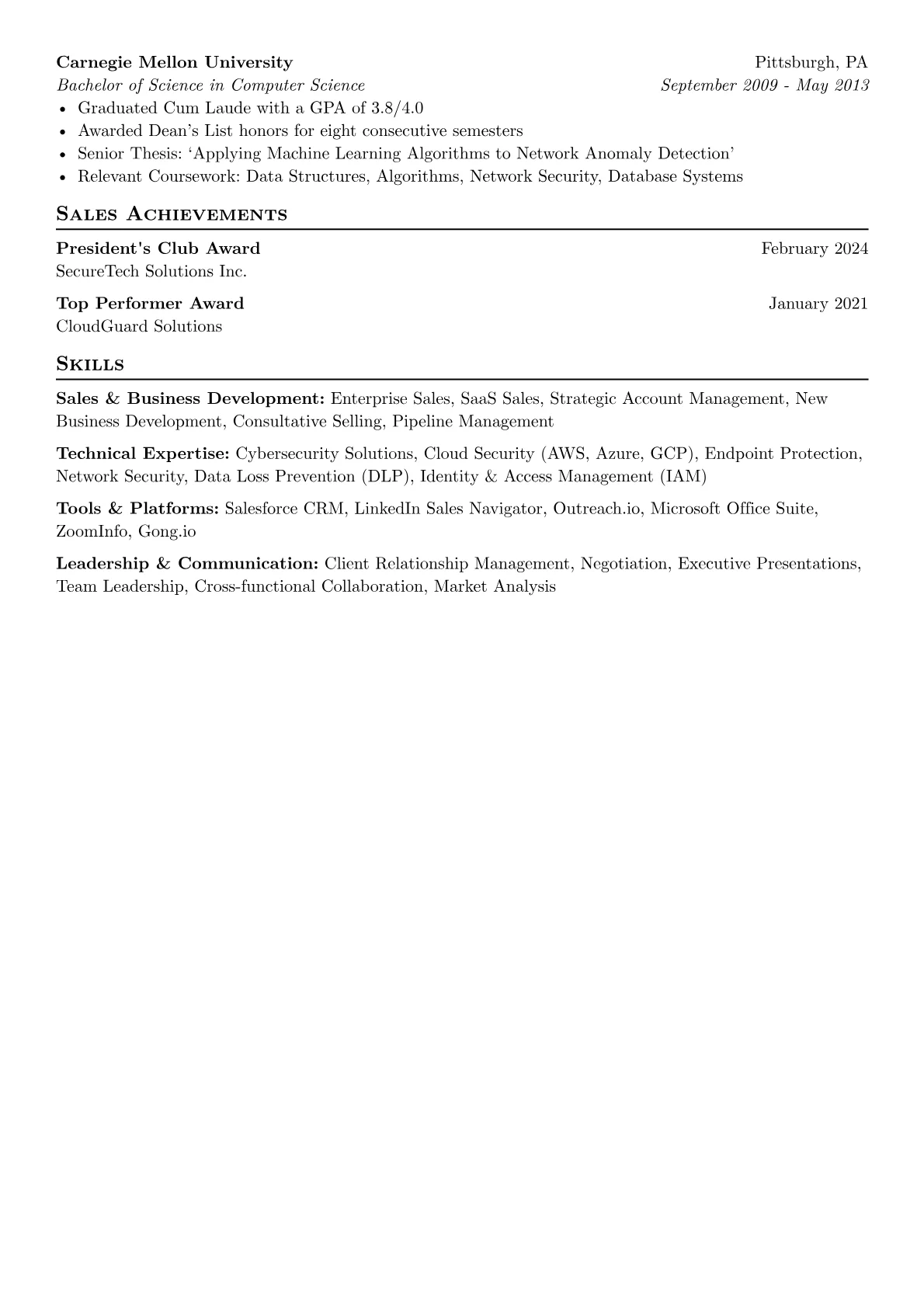 Senior Sales Consultant resume example, Enterprise SaaS Sales, page 2