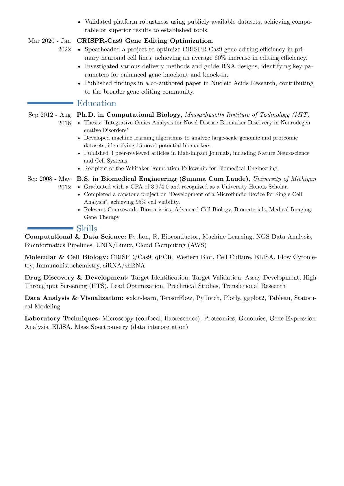 Senior Scientist resume example, Career changer, page 2