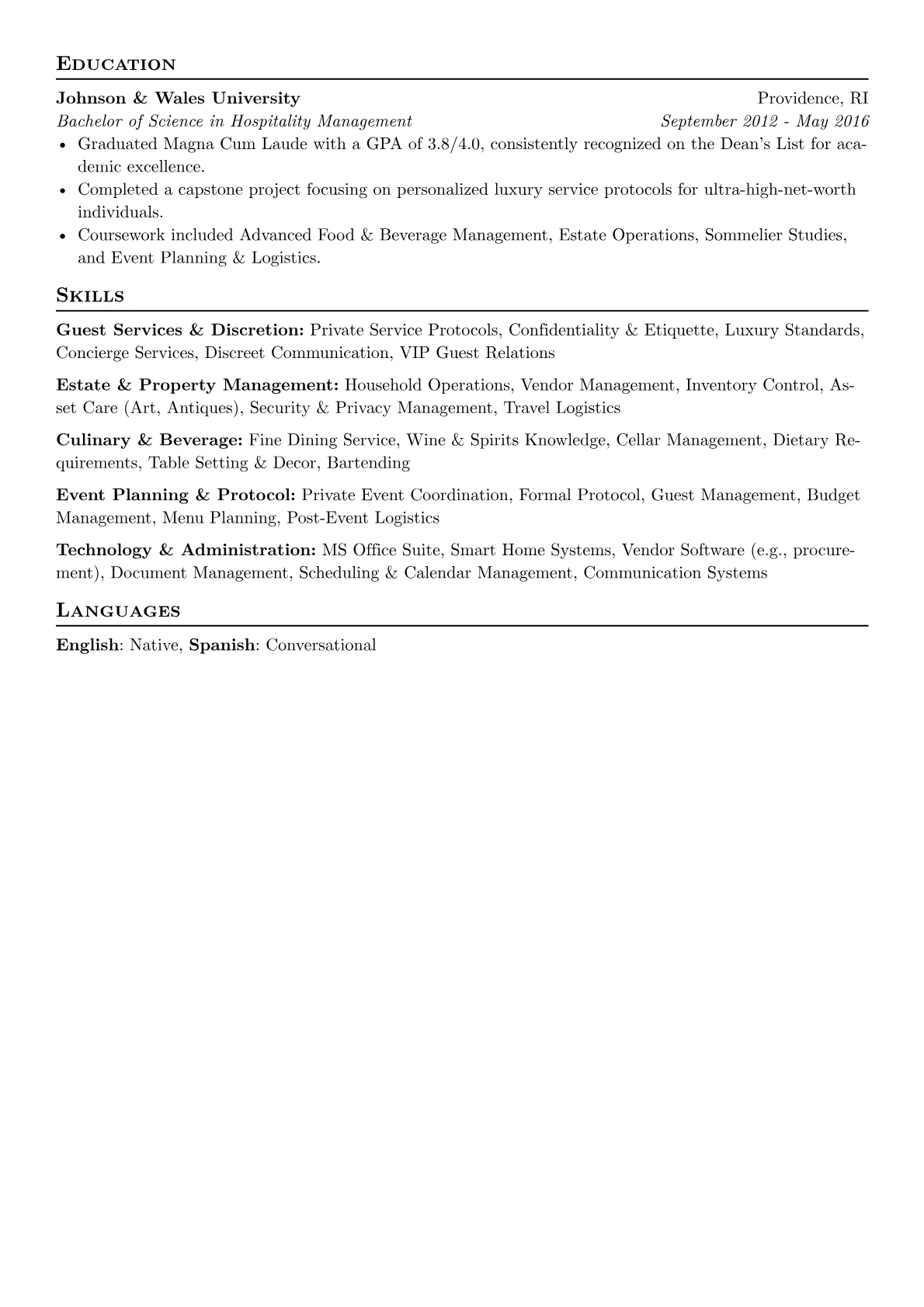 Senior Steward resume example, Senior Steward, page 2