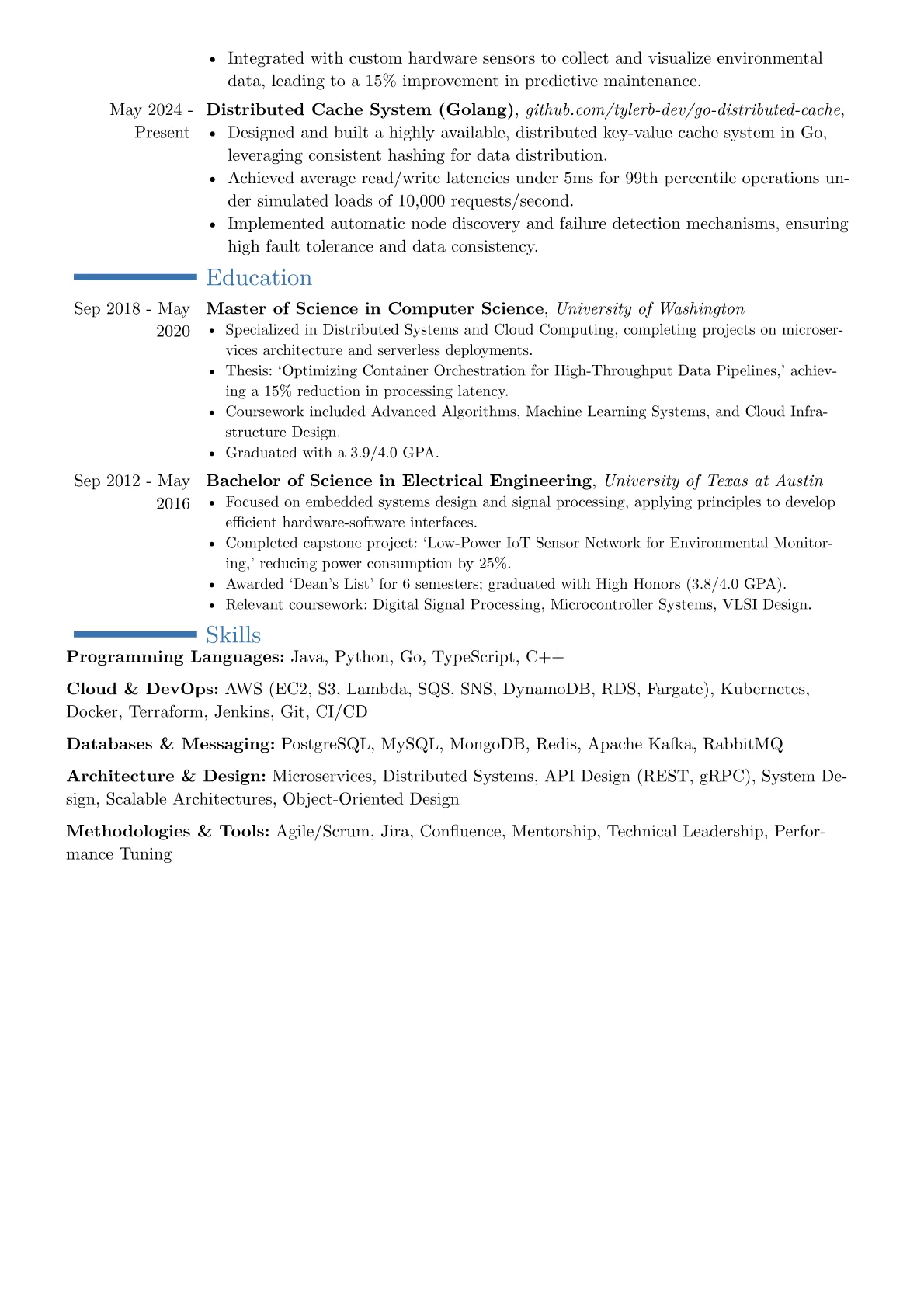 Senior Technical Lead resume example, Career changer, page 2