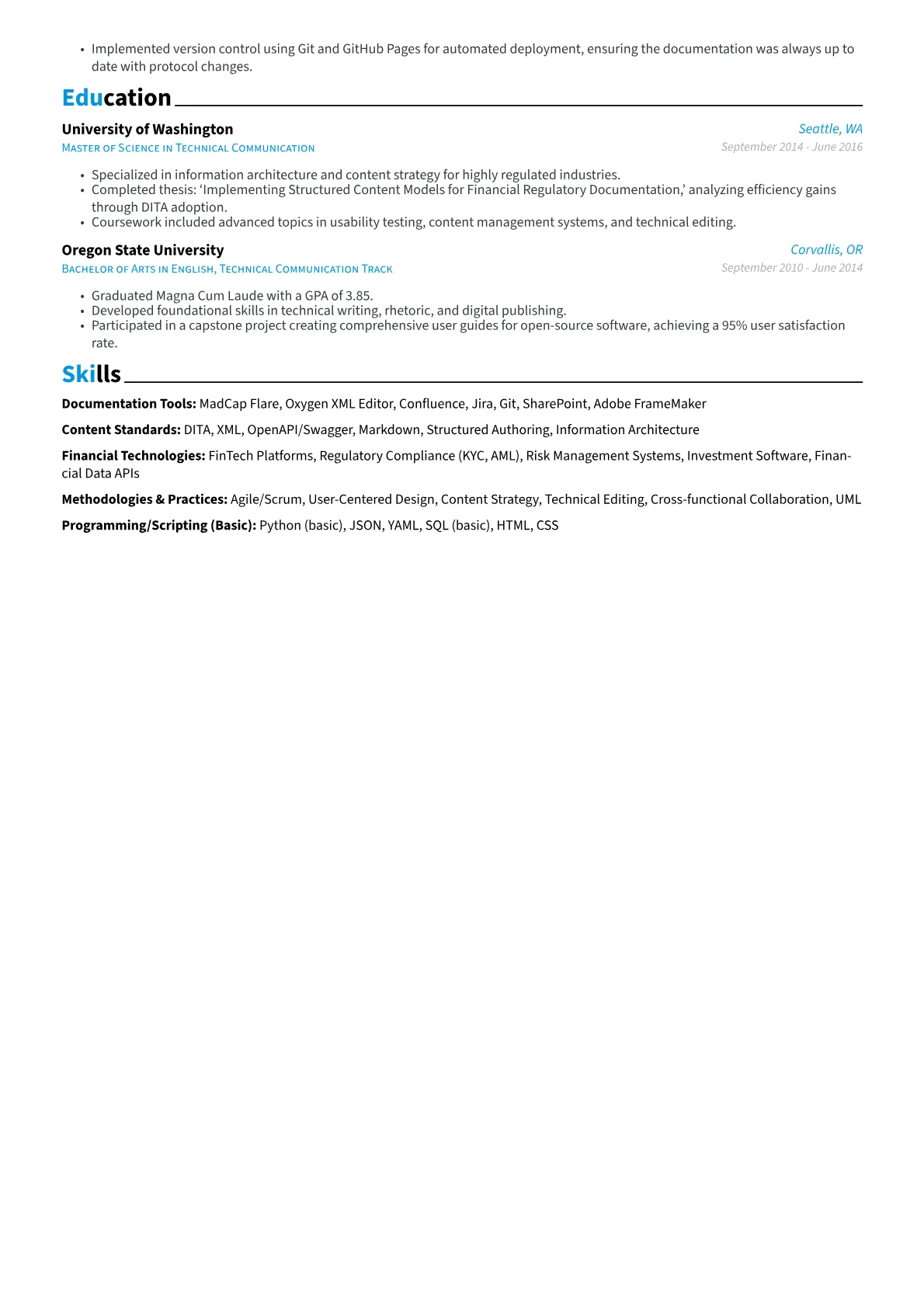 Senior Technical Writer resume example, Senior Technical Writer, page 2