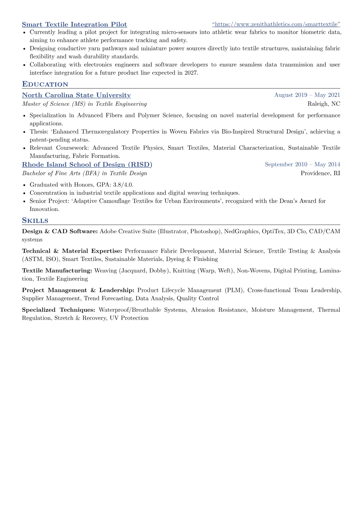 Senior Textile Designer resume example, Senior Textile Designer, page 2