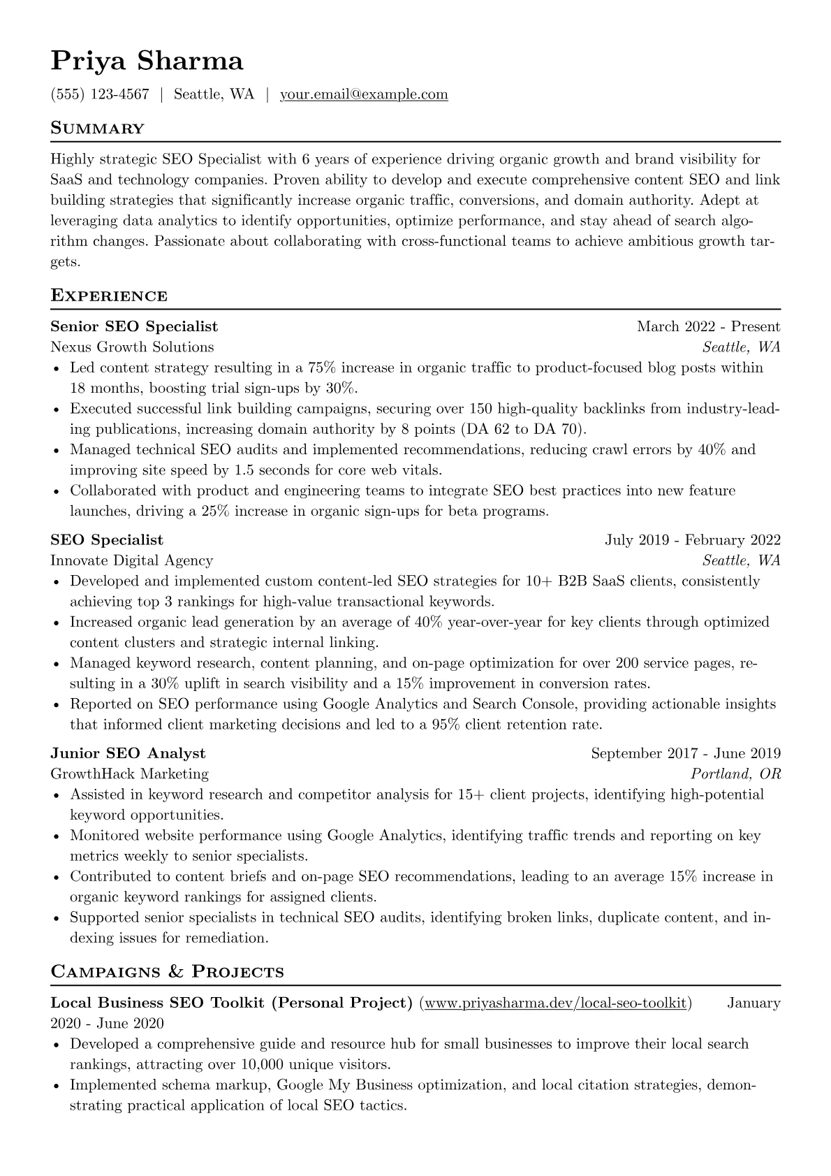 SEO Specialist version - Page 1