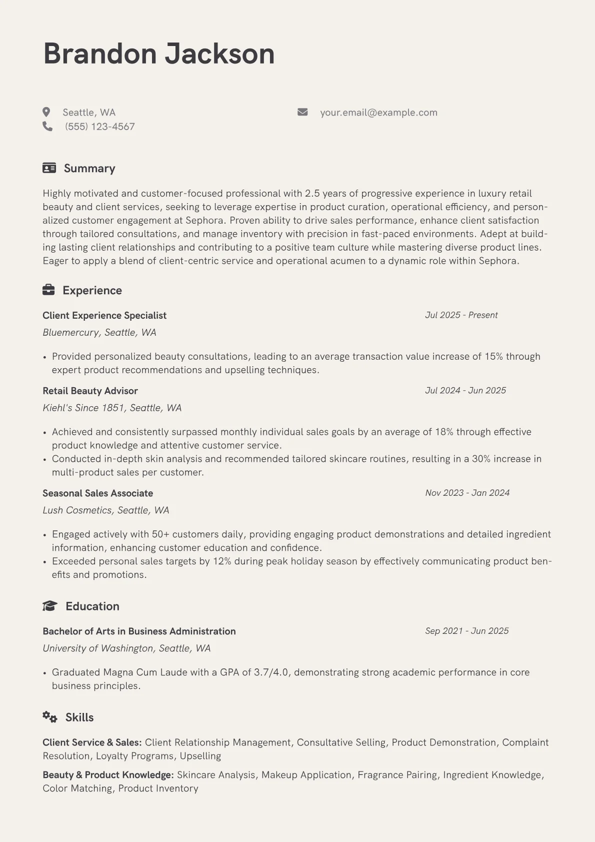 Sephora - Client Service version - Page 1