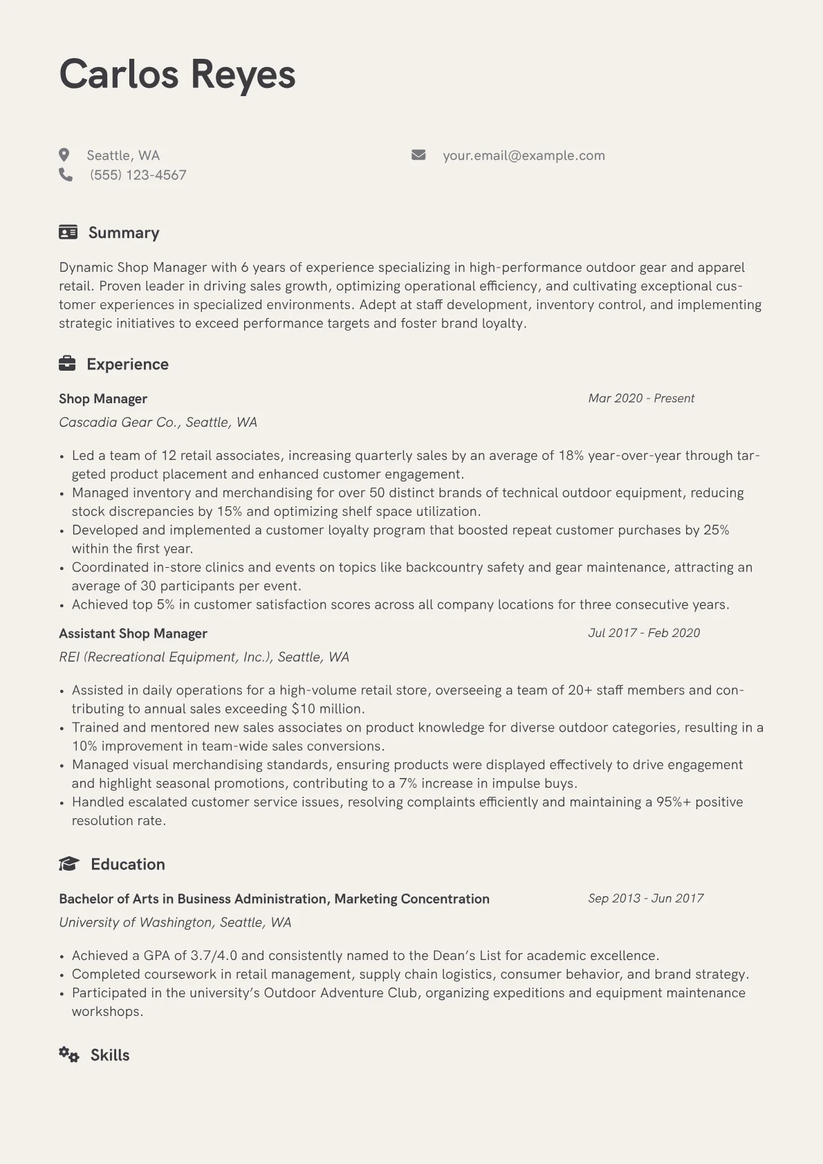 Retail Operations version - Page 1