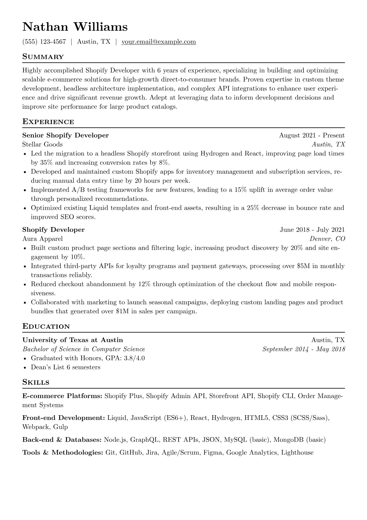 Shopify Developer version - Page 1