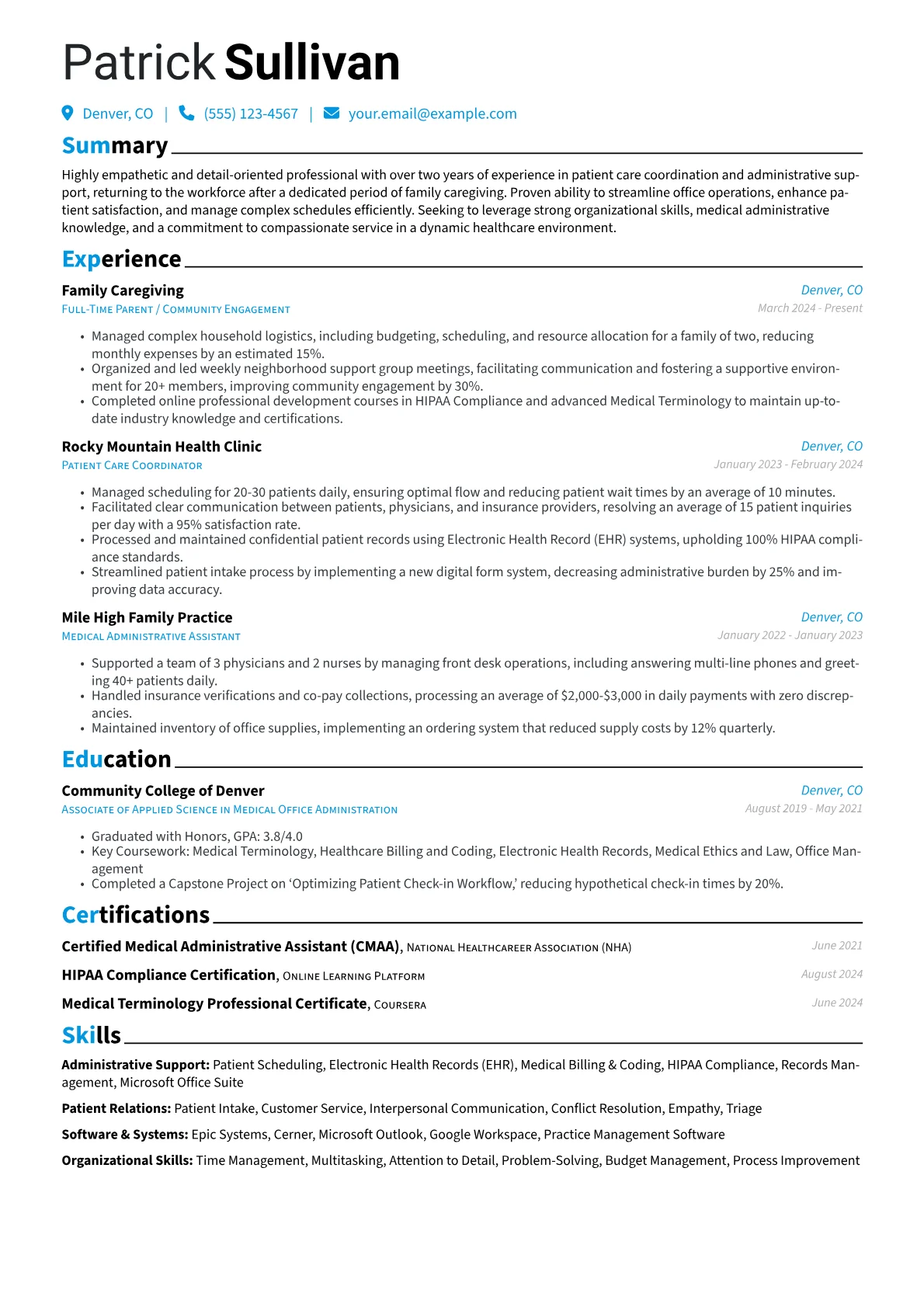 Single Mom resume example, Single Mom Resume, page 1