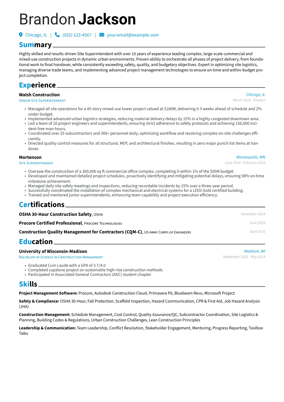 Site Superintendent version - Page 1