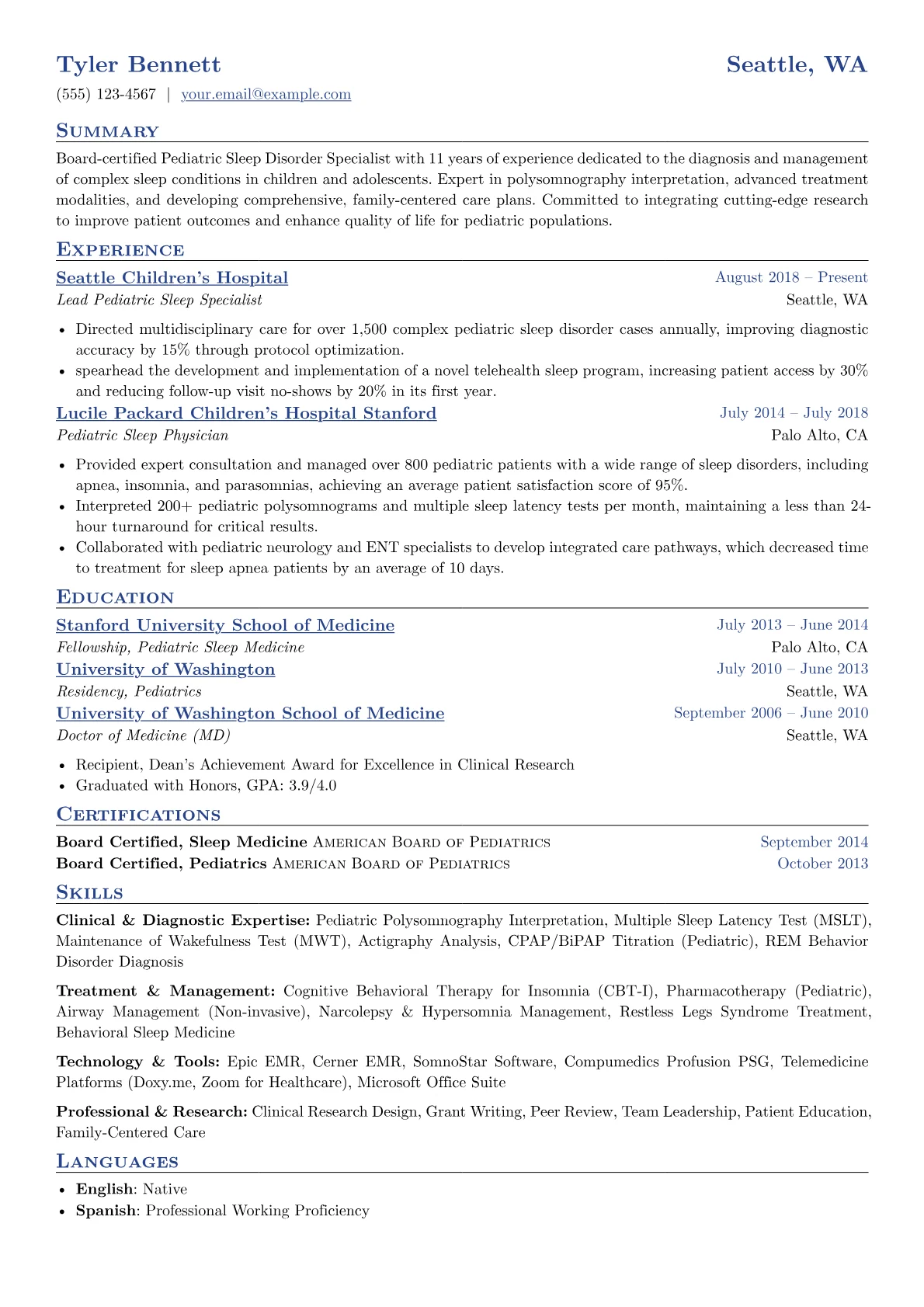 Pediatric Sleep Specialist version - Page 1