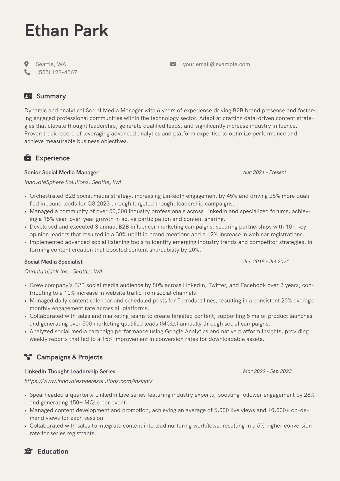 Social Media Manager version - Page 1