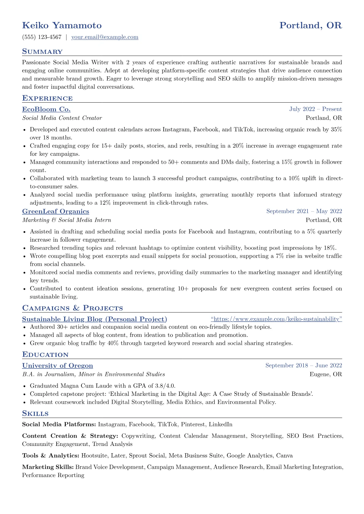 Social Media Writer version - Page 1