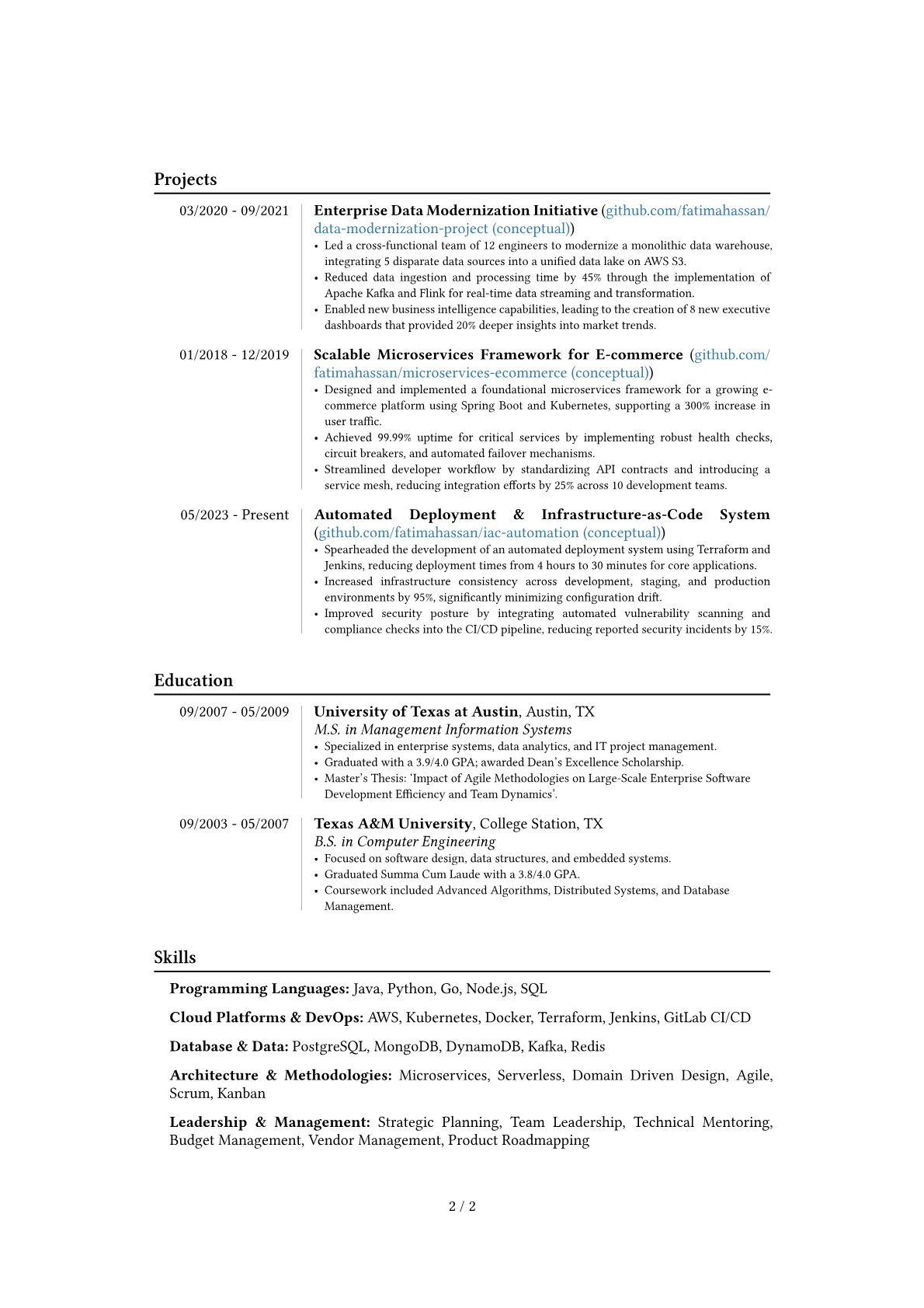 Software Engineering Director resume example, Career changer, page 2