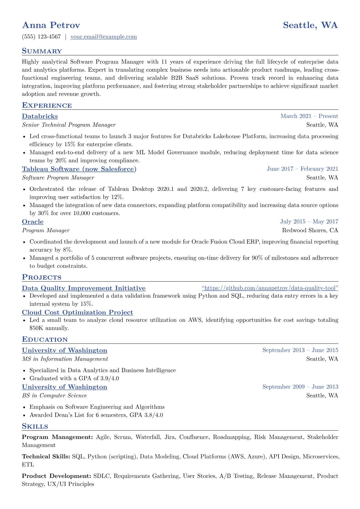 Program Management version - Page 1