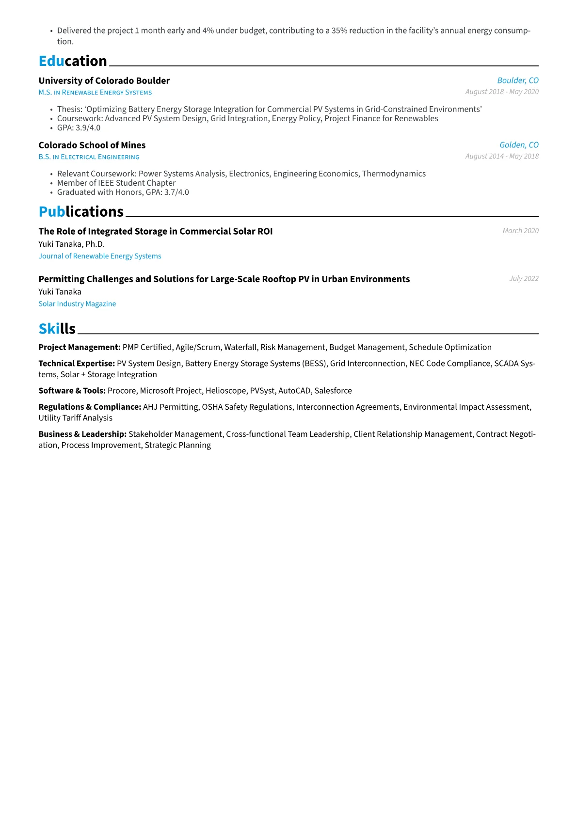 Solar Project Manager resume example, Project Management, page 2