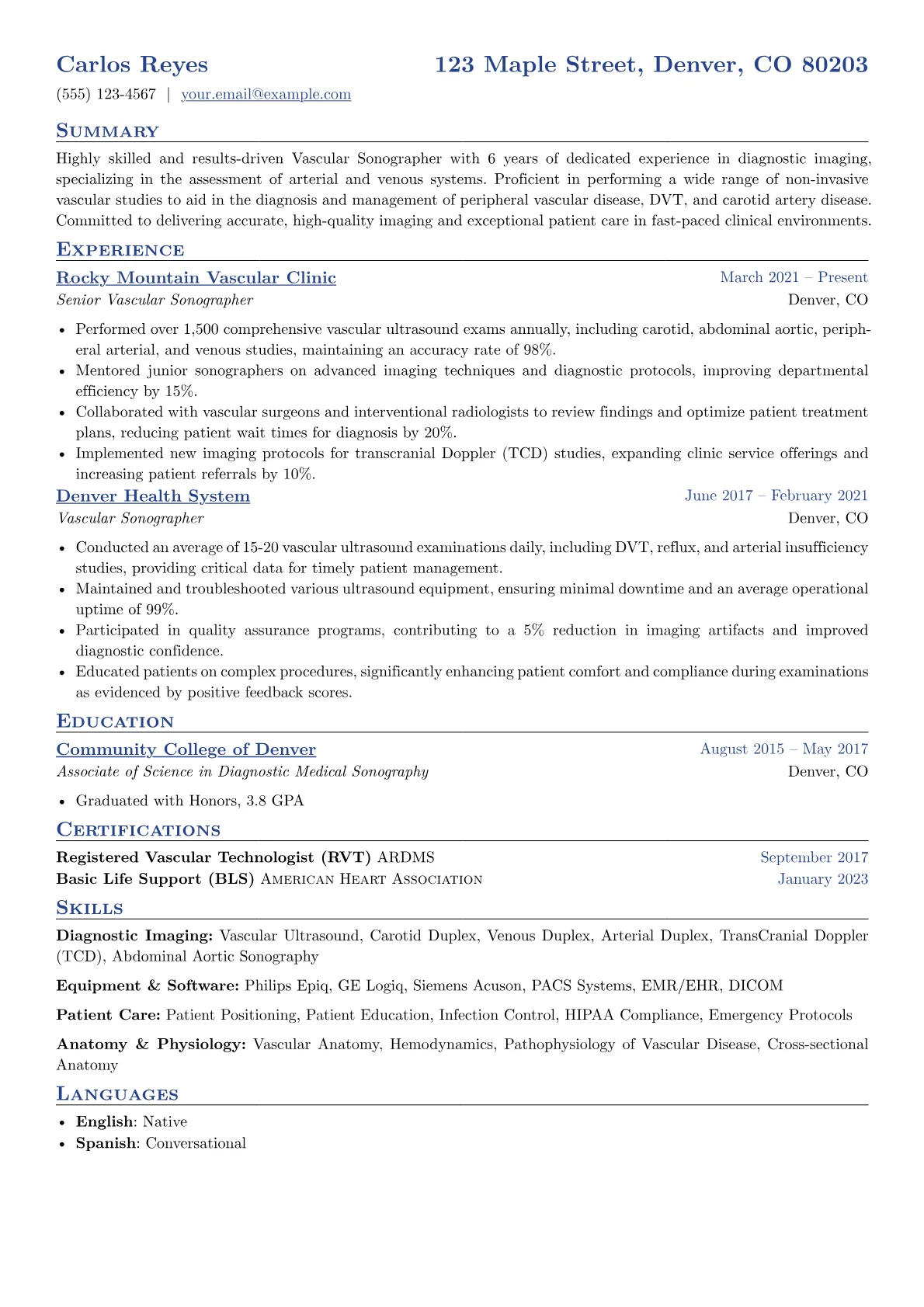 Vascular Sonographer version - Page 1