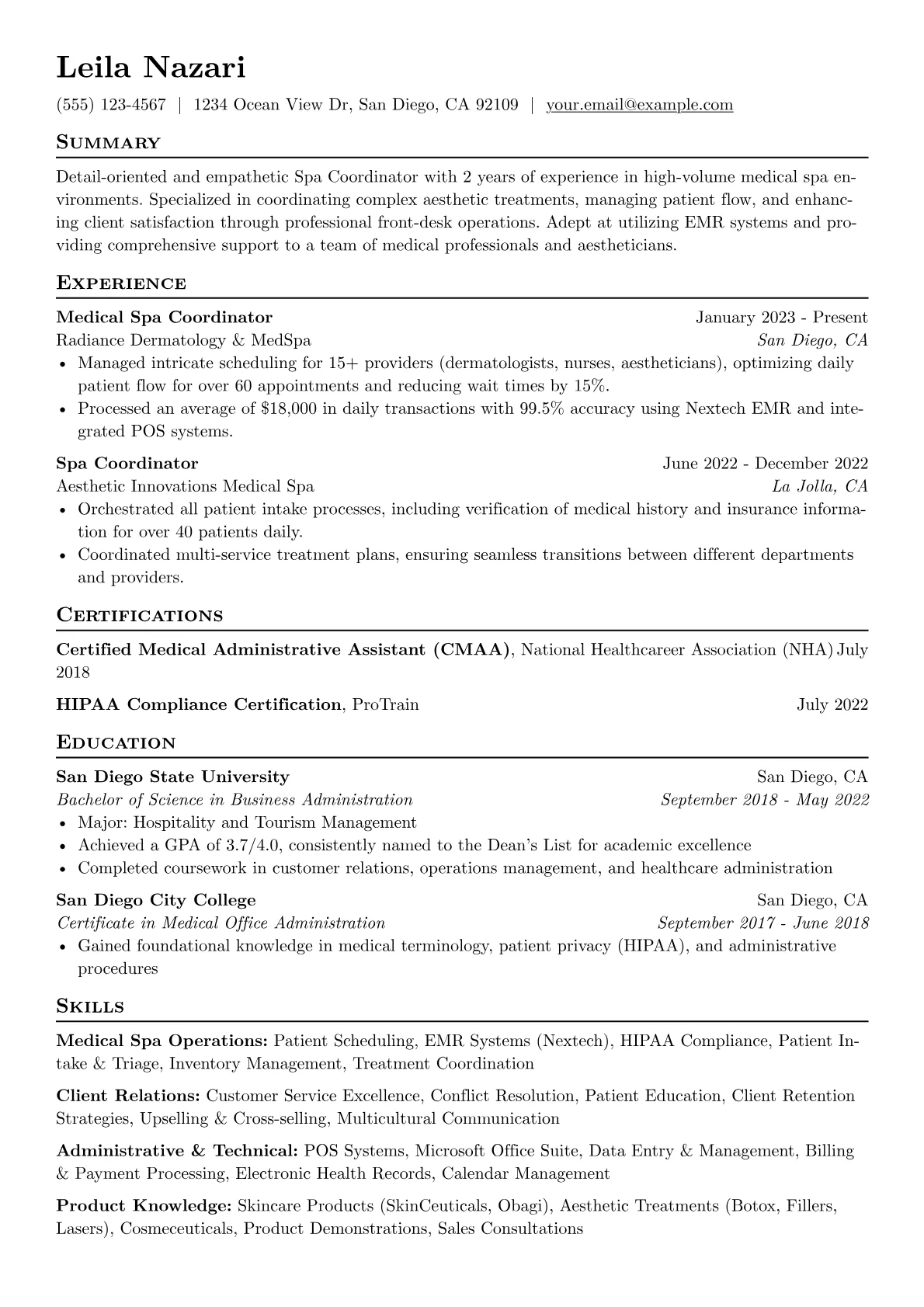 Medical Spa Specialist version - Page 1