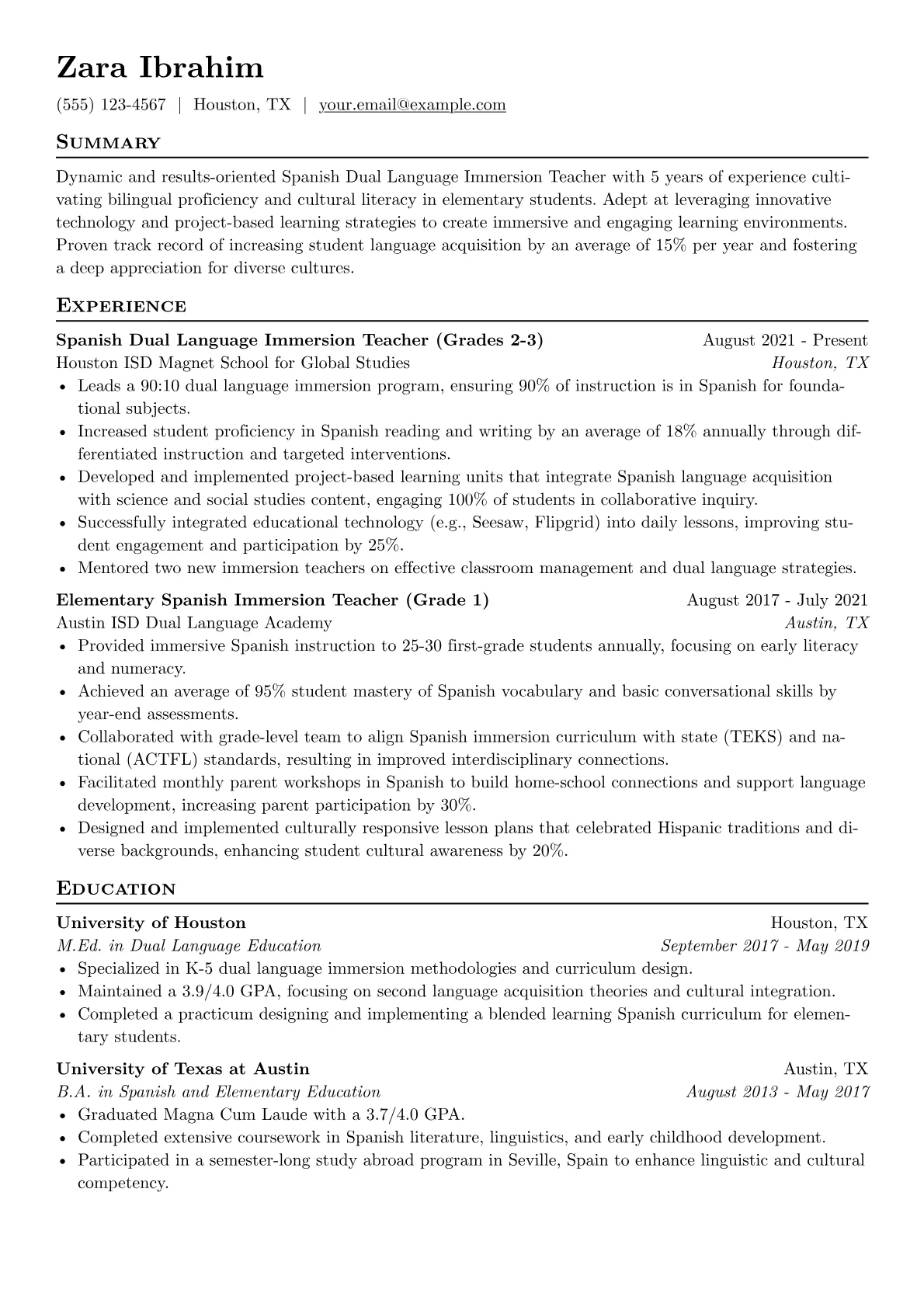 Spanish Immersion version - Page 1