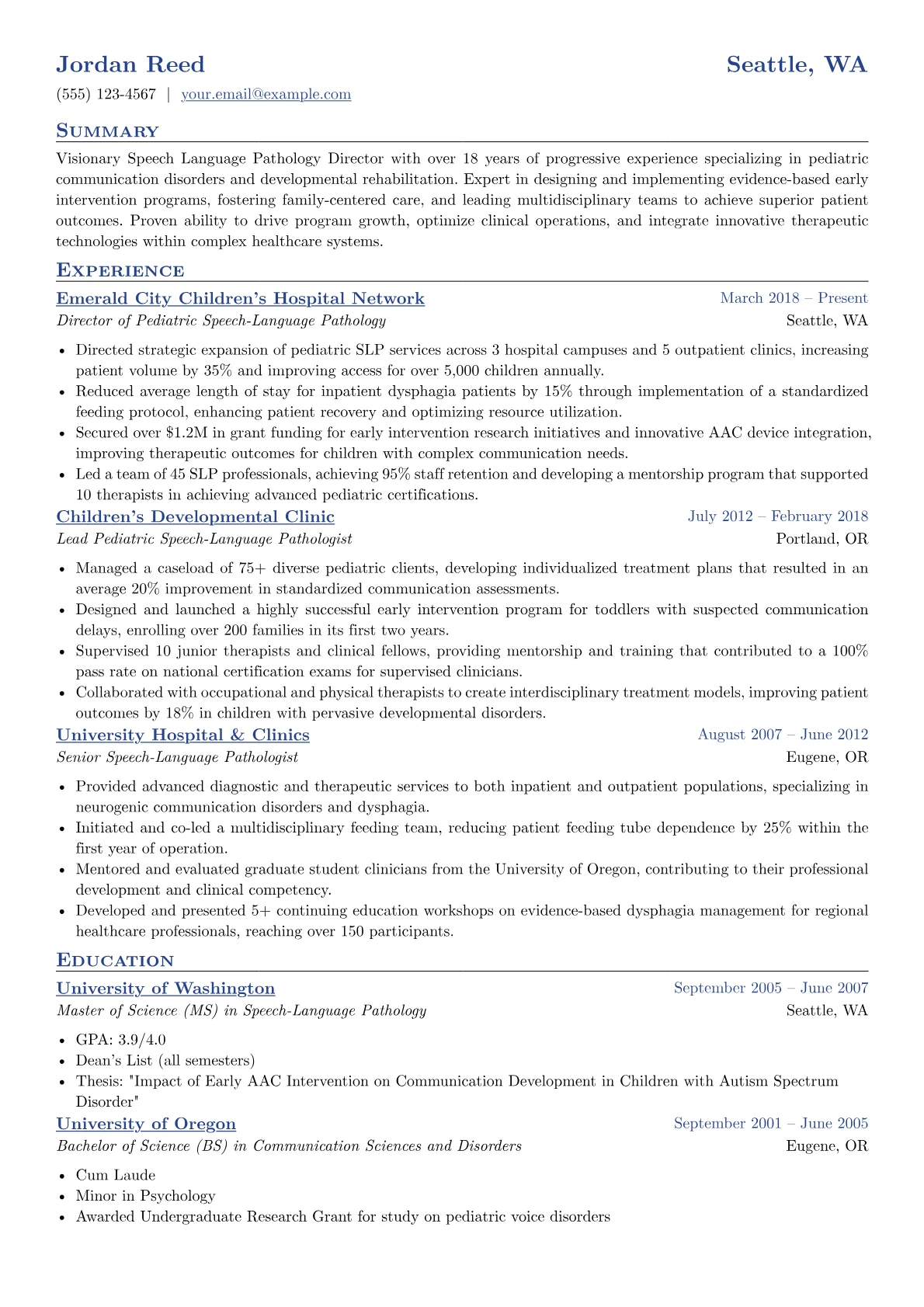Pediatric SLP Director version - Page 1
