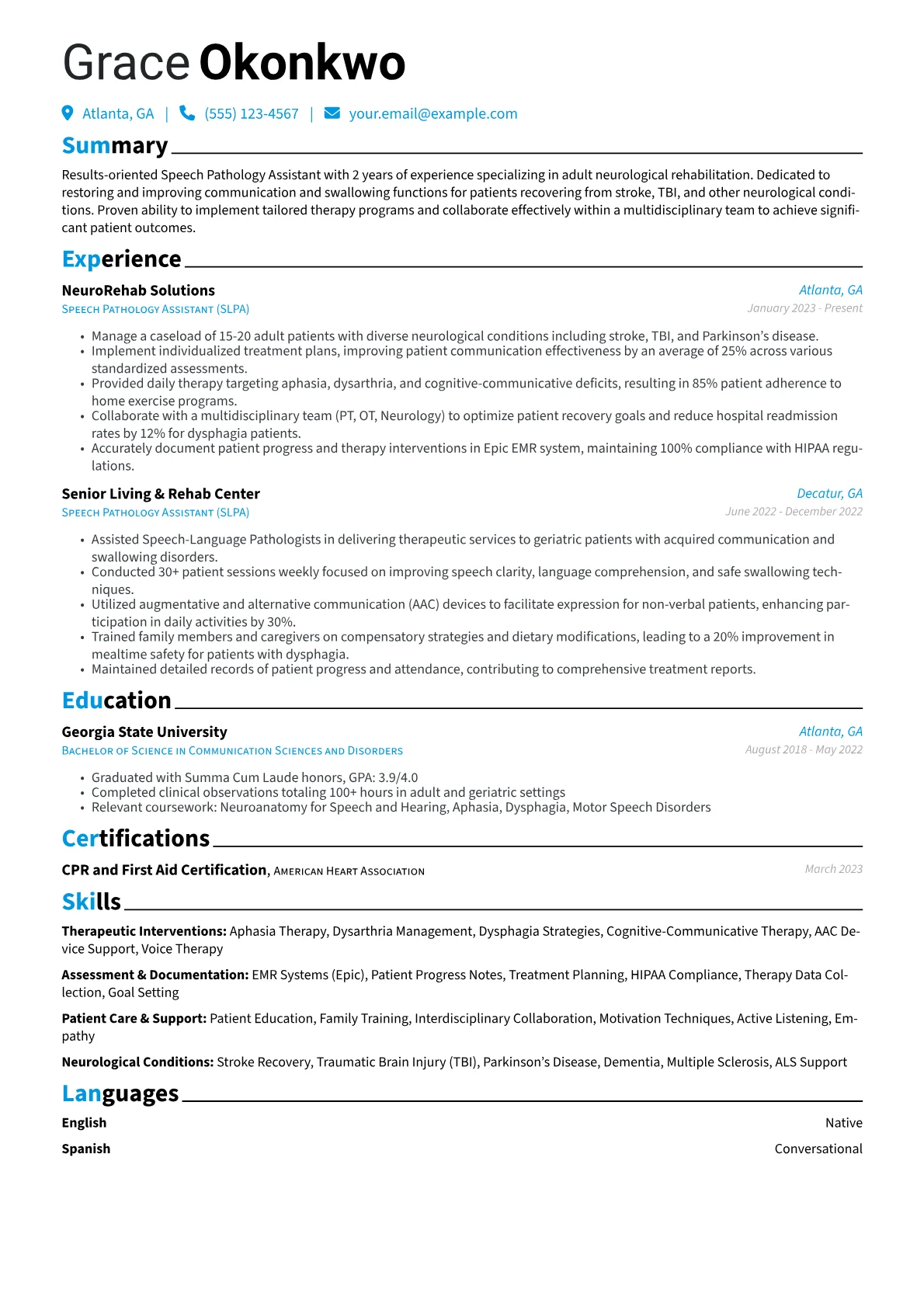 Speech Pathology version - Page 1